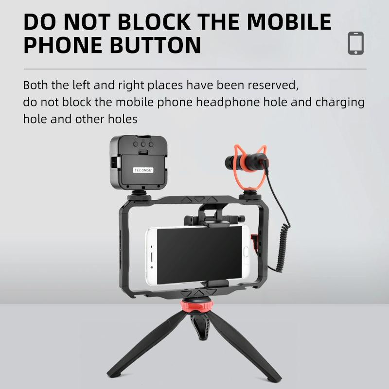 Vlogging Live Broadcast Smartphone Video Rig With Led Light And Mic-1915197497228267525