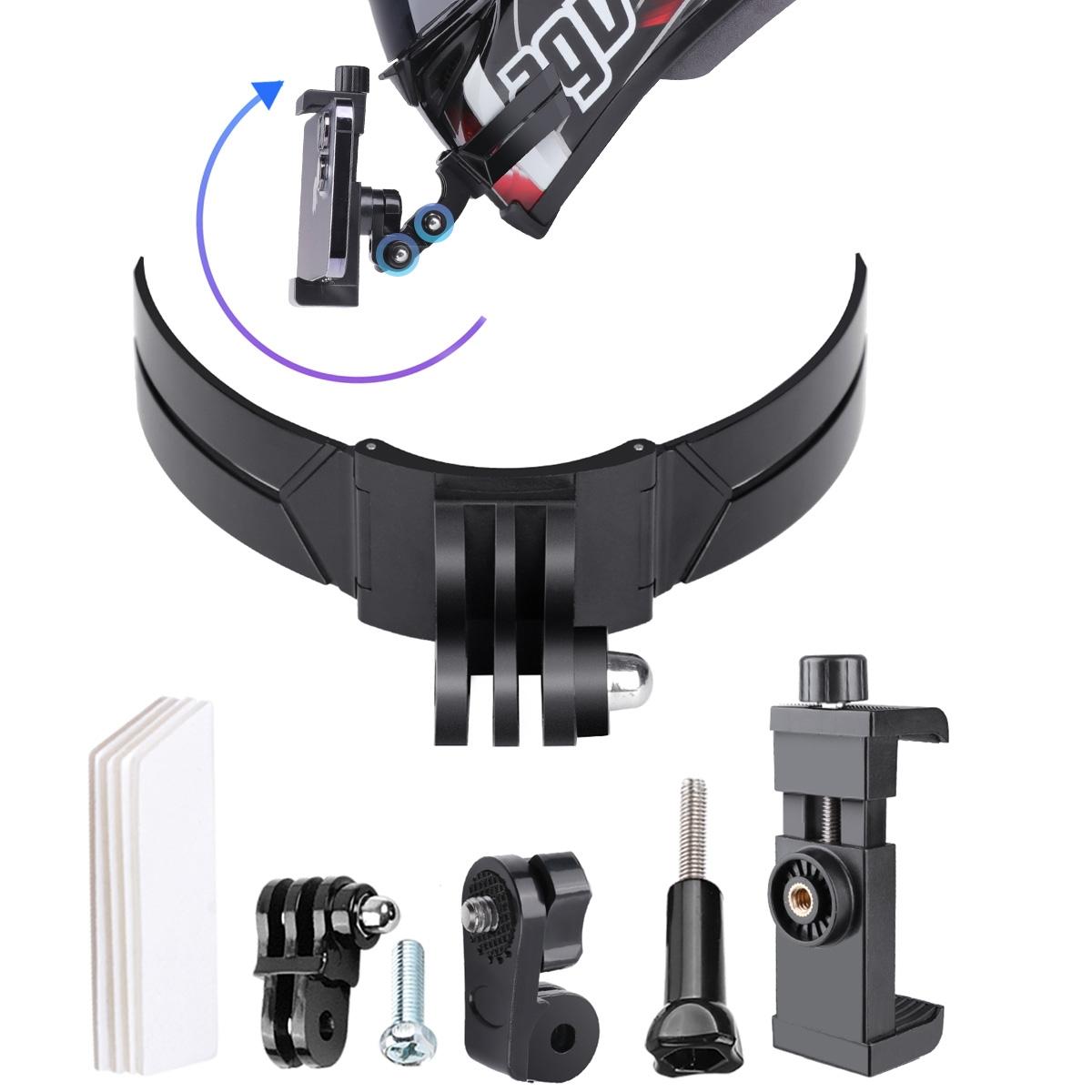 Foldable Action Camera Helmet Mount Kit With J Hook And Phone Clamp-1915196675568308224