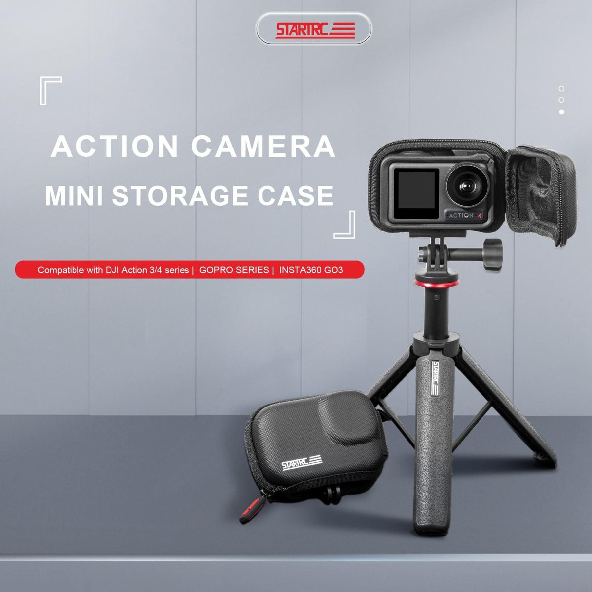 Portable Camera Case For Dji Action 3 / 4 - Pu Material-1915196750449217540
