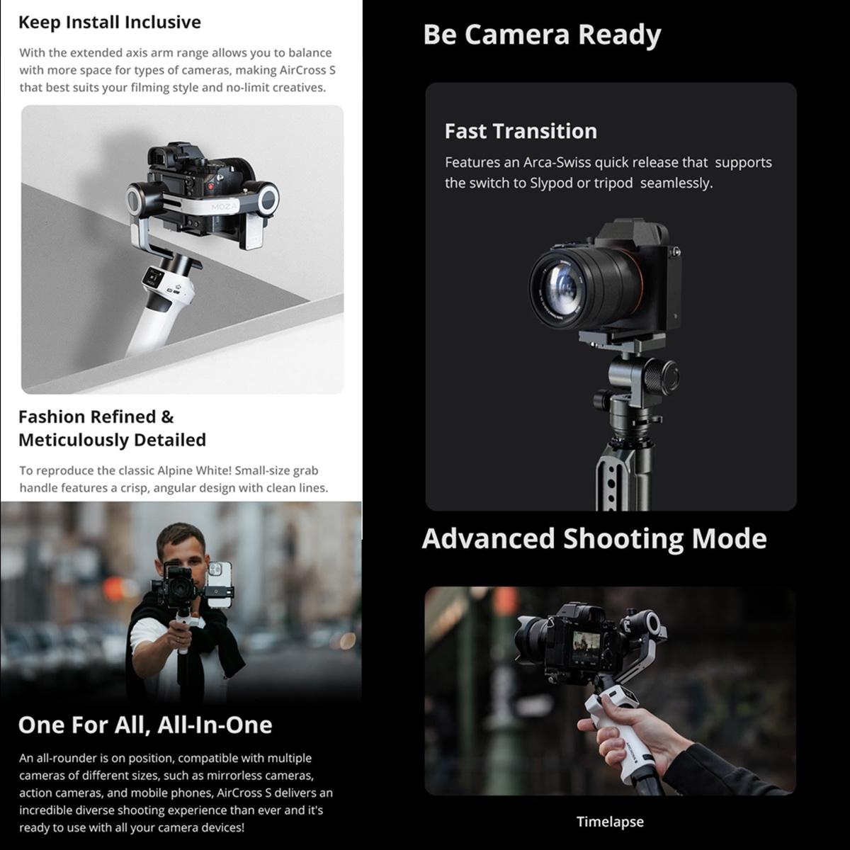 Aircross S 3 Axis Foldable Handheld Gimbal Stabilizer For Dslr Cameras And Smart Phone White-1943465050710872072