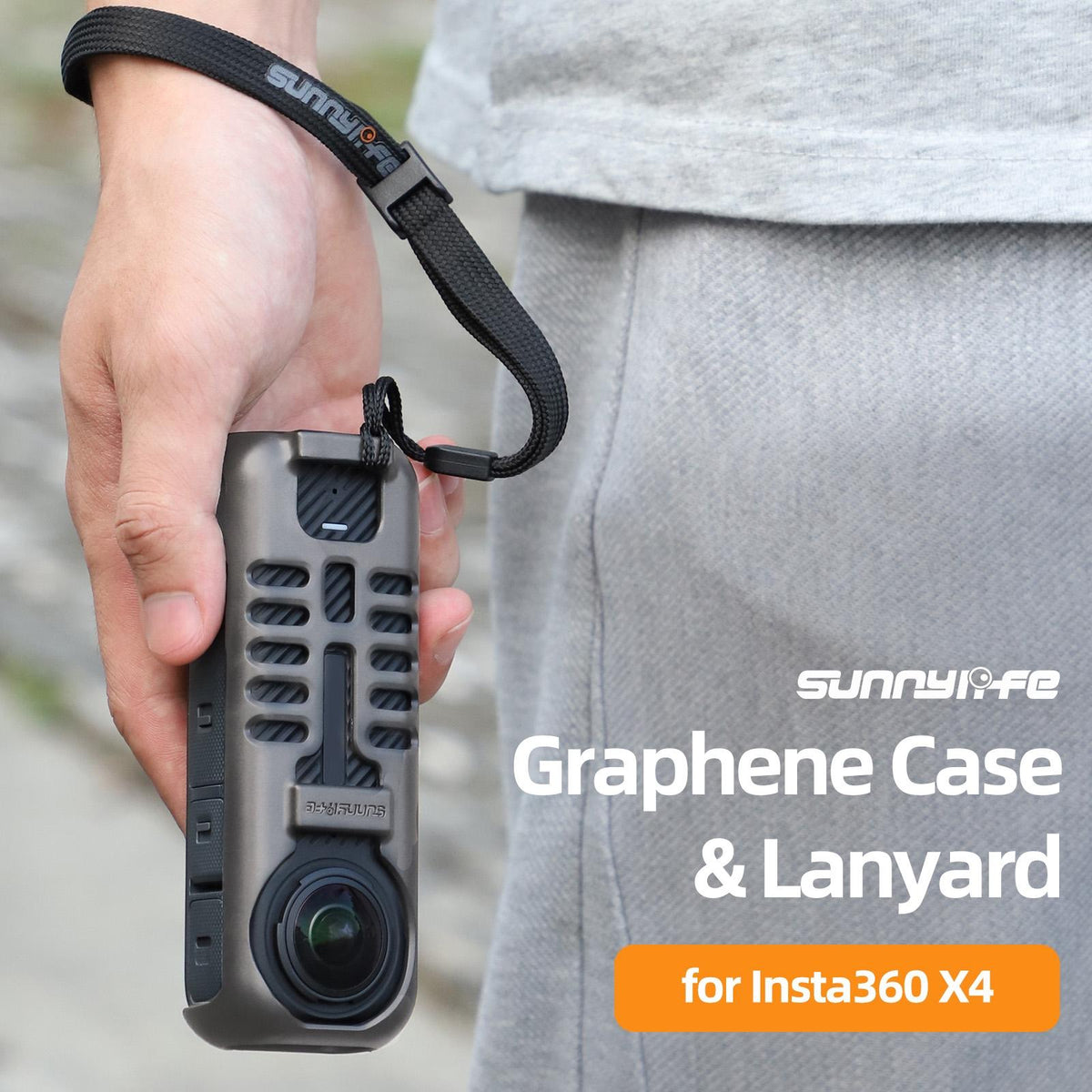 Graphene Protective Case For Insta360 X4 With Hand Strap - Black-1915196795407962113