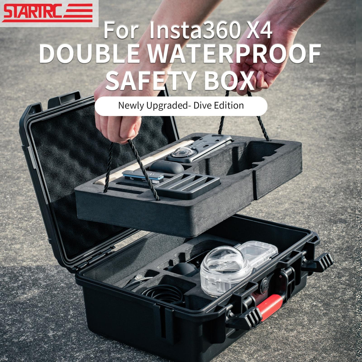 Waterproof Dual-Layer Storage Box For Insta360 X4 Startrc - Black-1915196772968435713