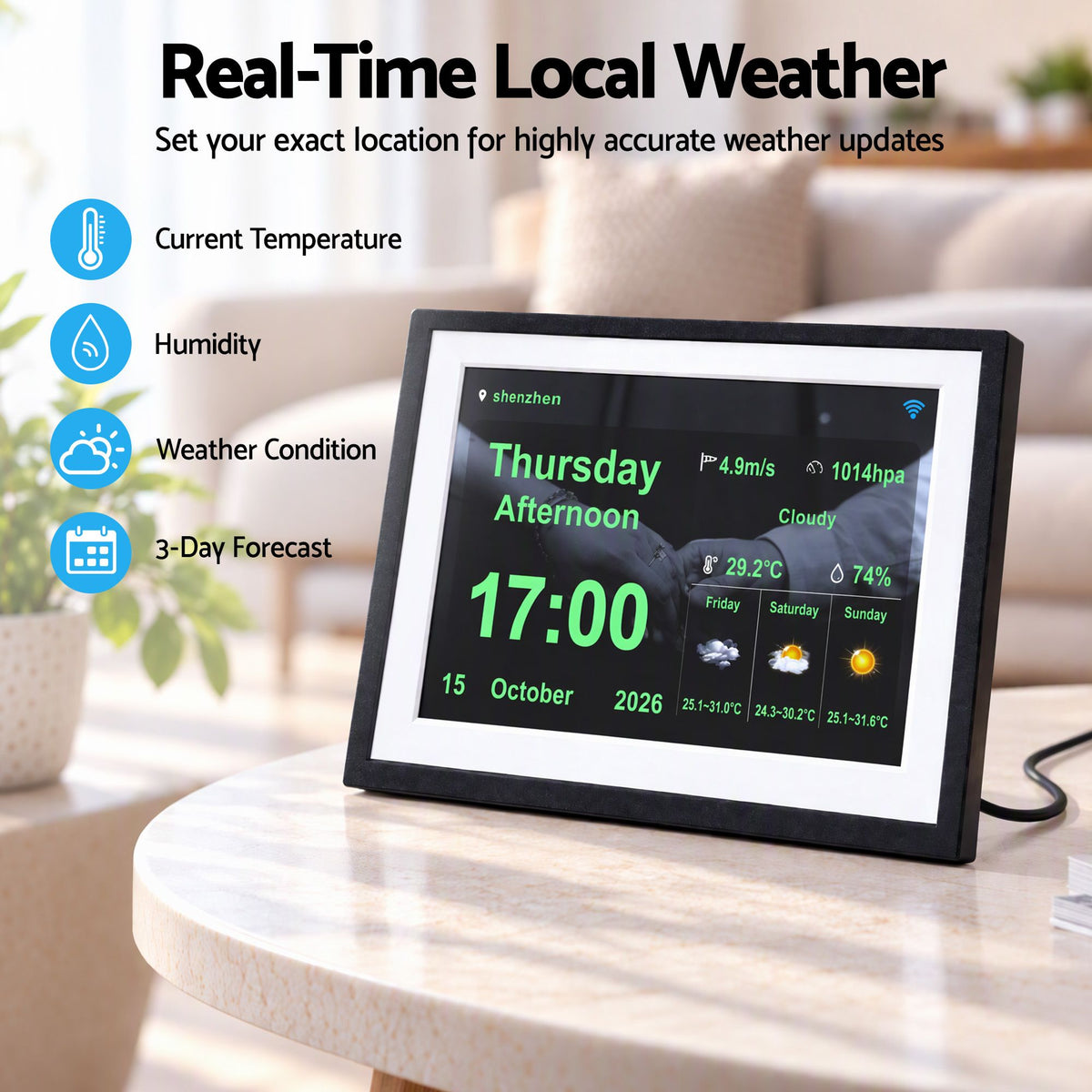 Artiss 10" Smart Digital Clock Calendar HD IPS Touchscreen Weather Photo Frame