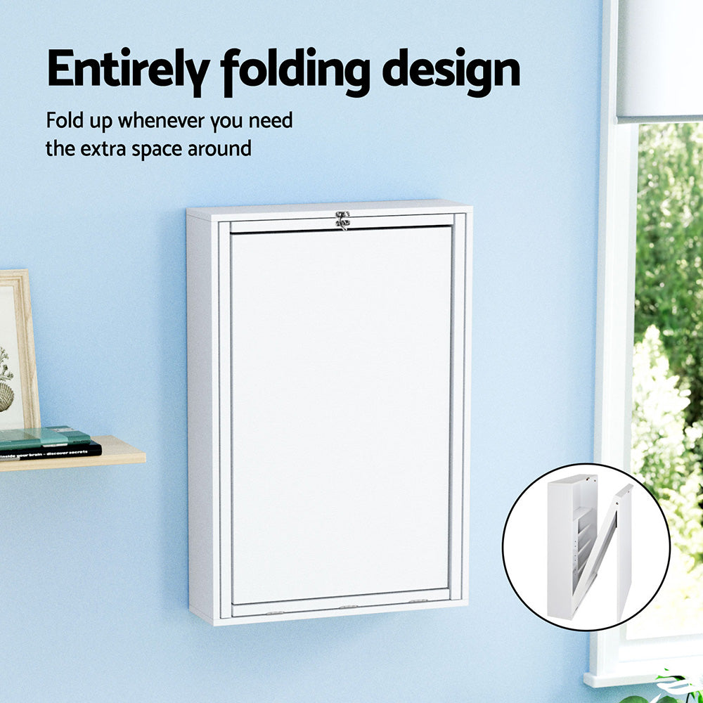 Artiss Computer Desk Office Chair Set PU Leather Wall Mount Foldable Table White