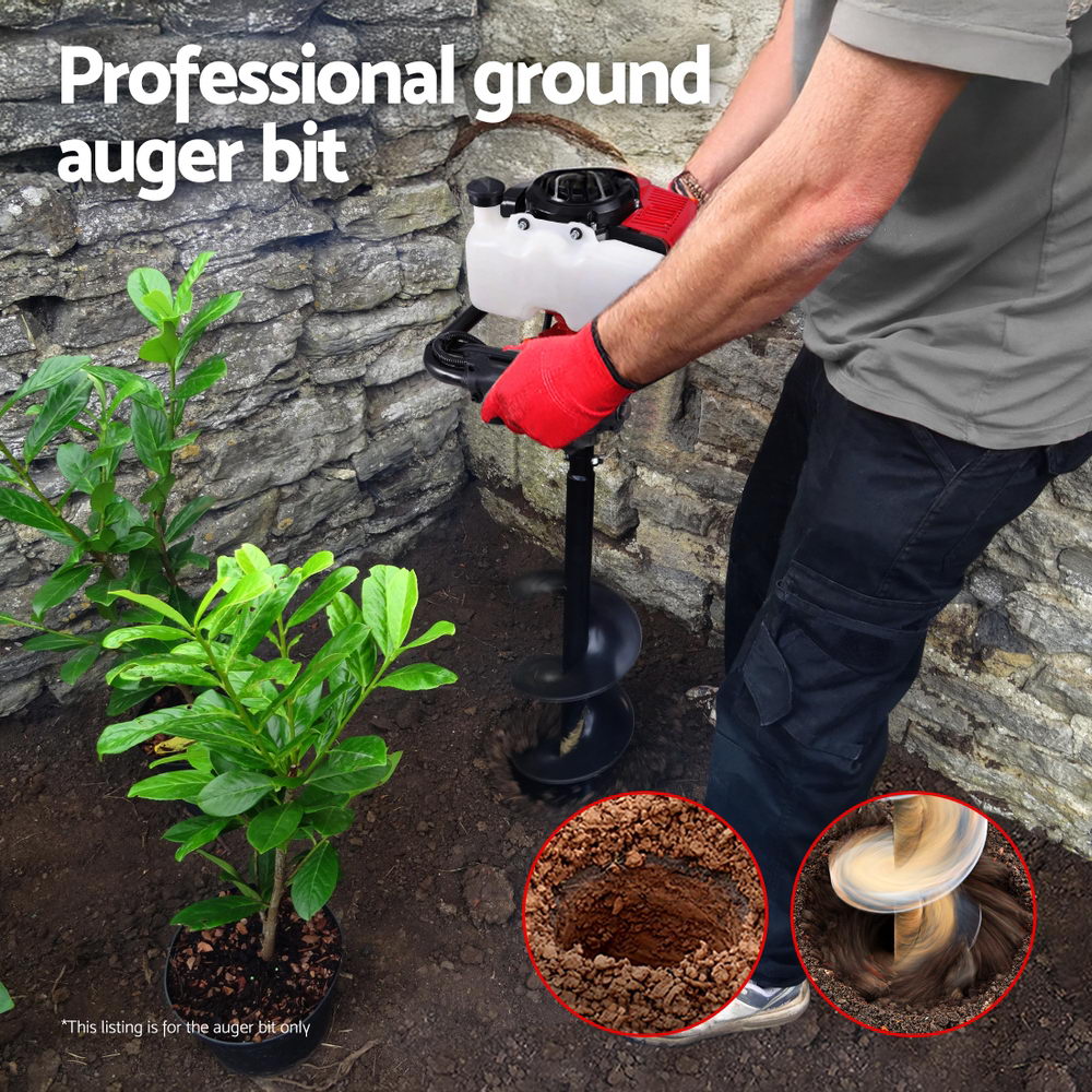 GIANTZ Post Hole Digger Auger Drill Bit 300mm with 80cm Extension Shaft Black