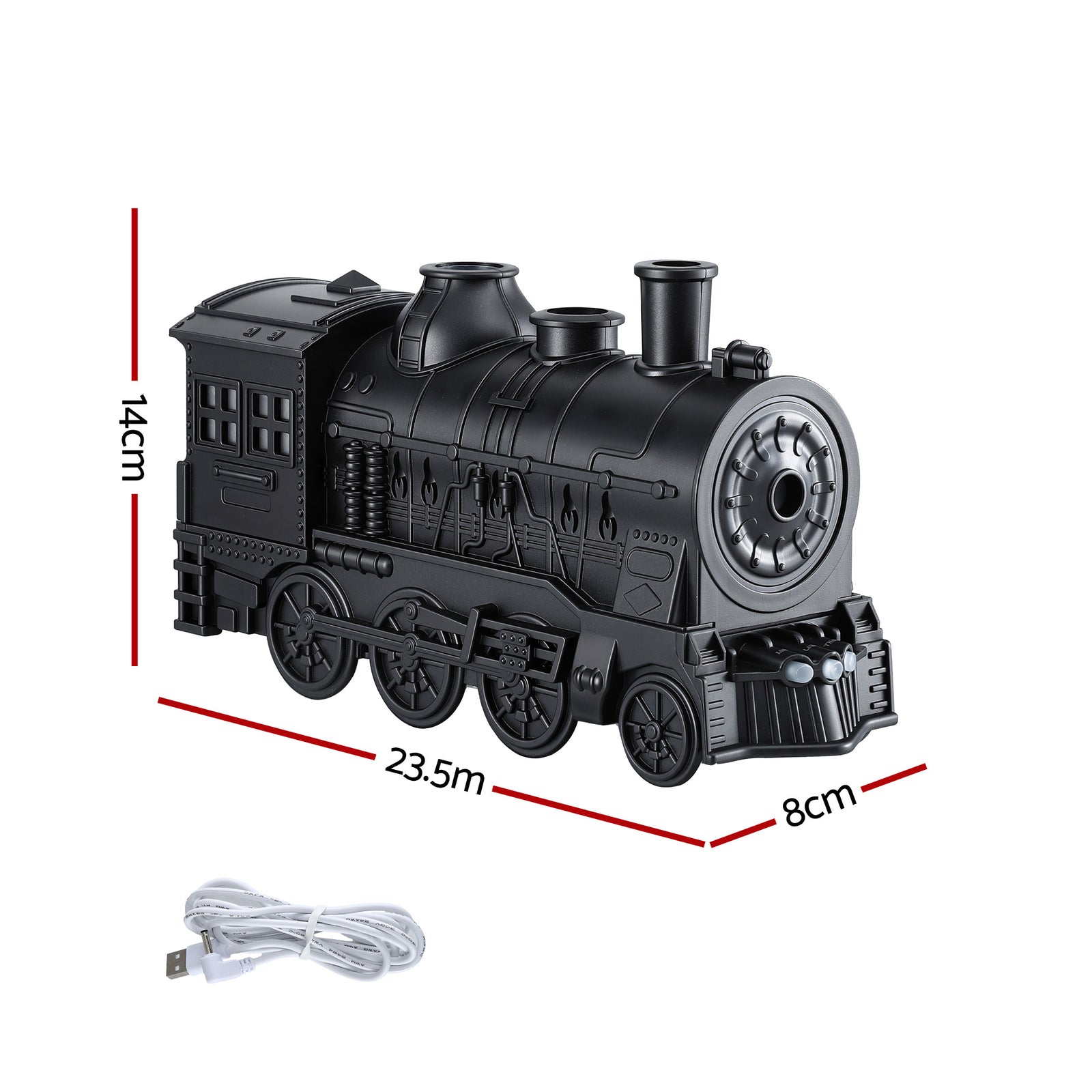 Devanti Train Aroma Diffuser Essential Oil Humidifier 300ml Smoke Ring LED Timer
