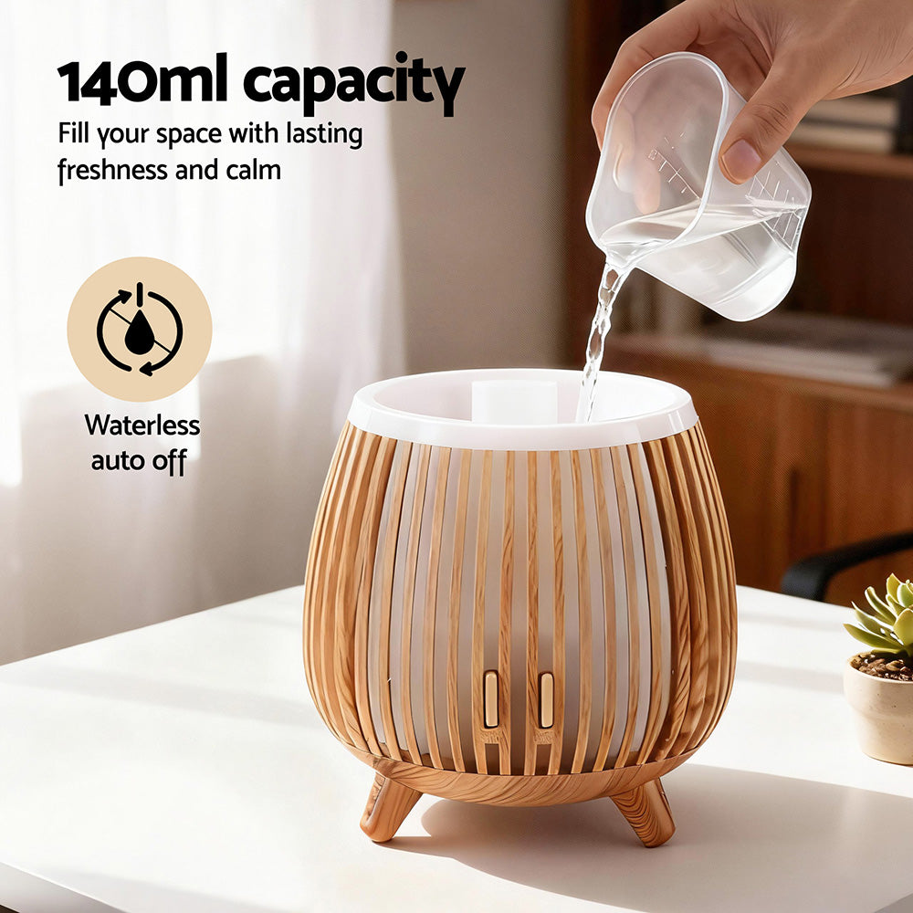 Devanti Ultrasonic Aroma Diffuser Aromatherapy 140ml LED Lights Iron Humidifier Forest Deep Wood