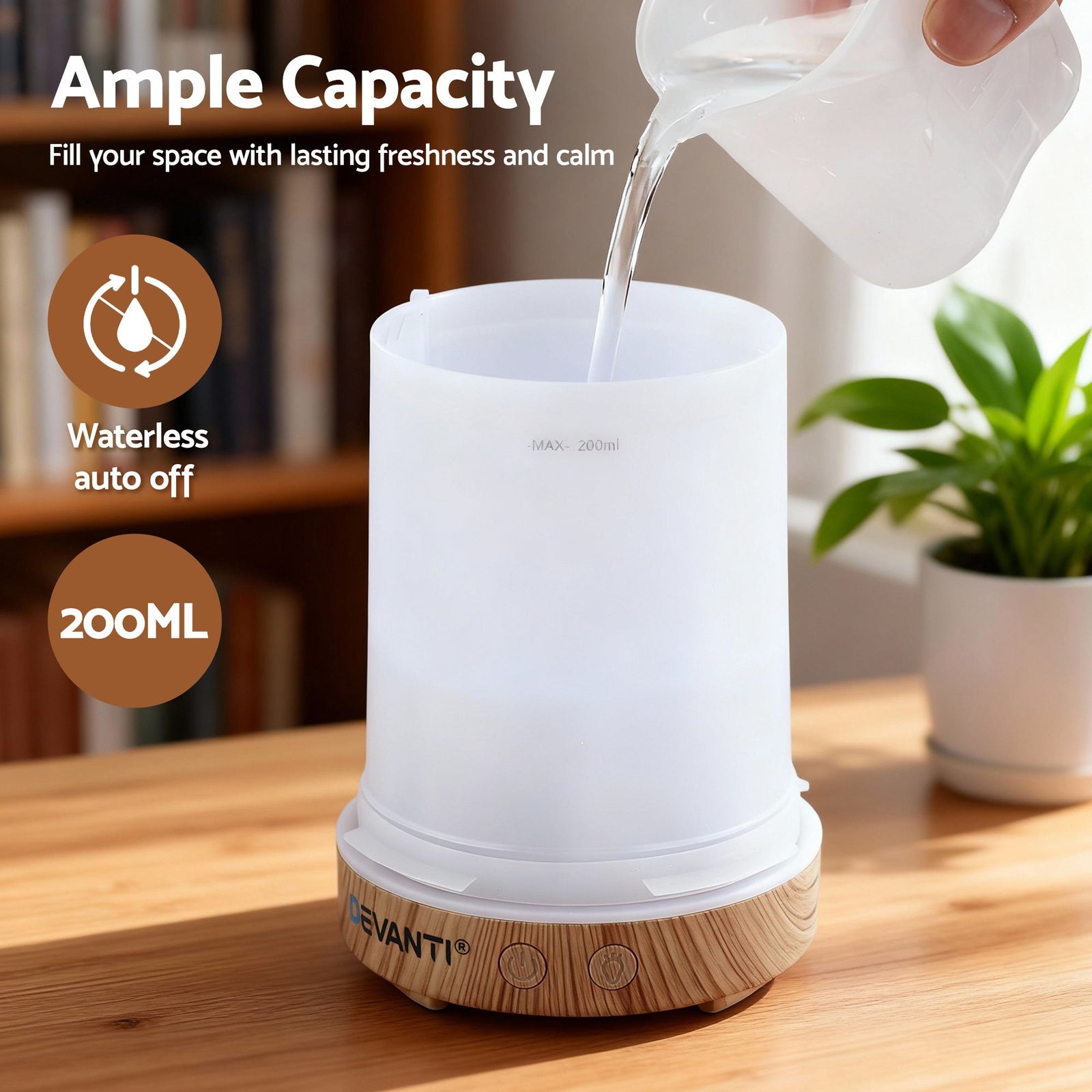 Devanti Ultrasonic Aroma Diffuser Aromatherapy 200ml LED Lights Iron Humidifier Forest