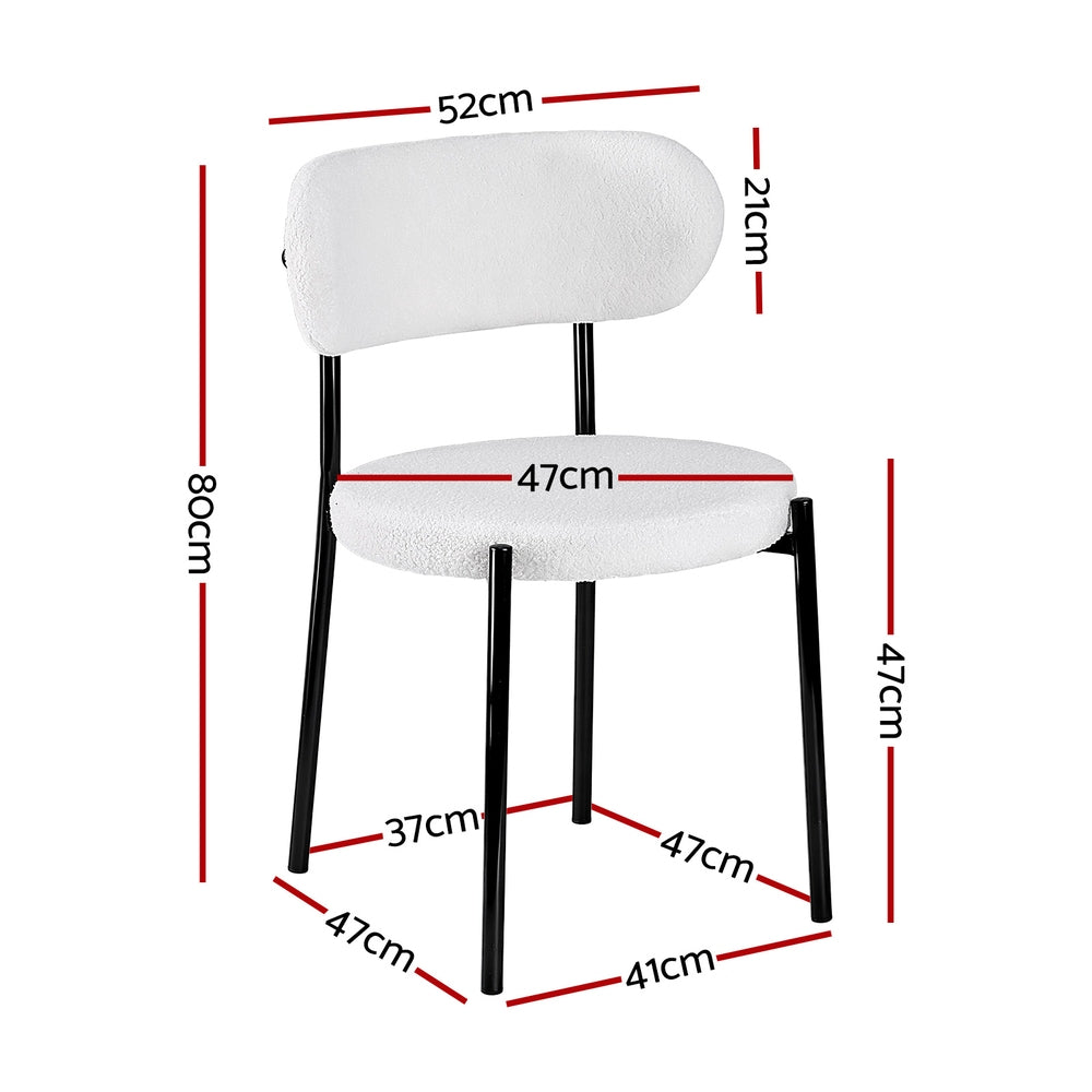 Artiss Dining Chairs Set of 2 Sherpa Boucle White