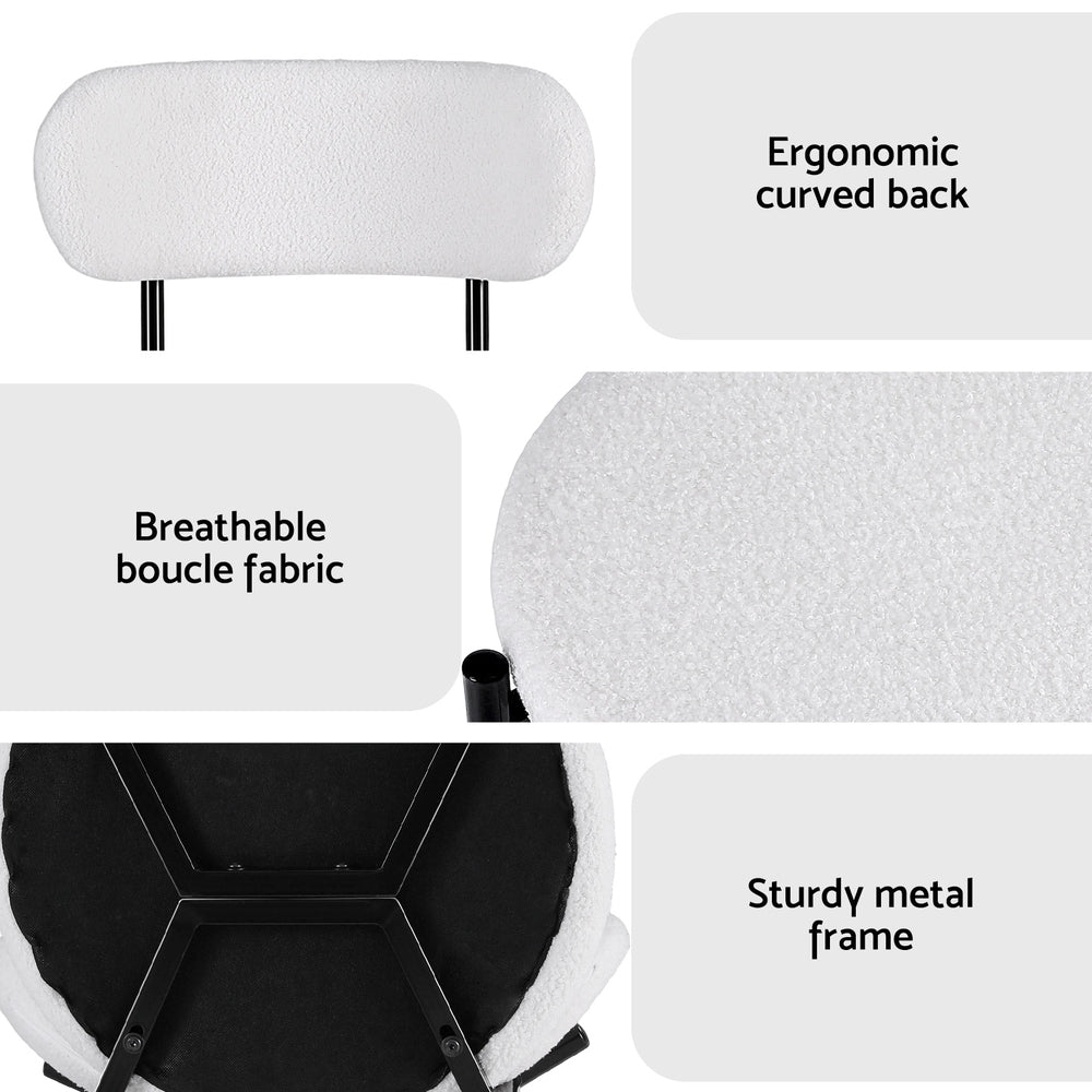 Artiss Dining Chairs Set of 4 Sherpa Boucle White