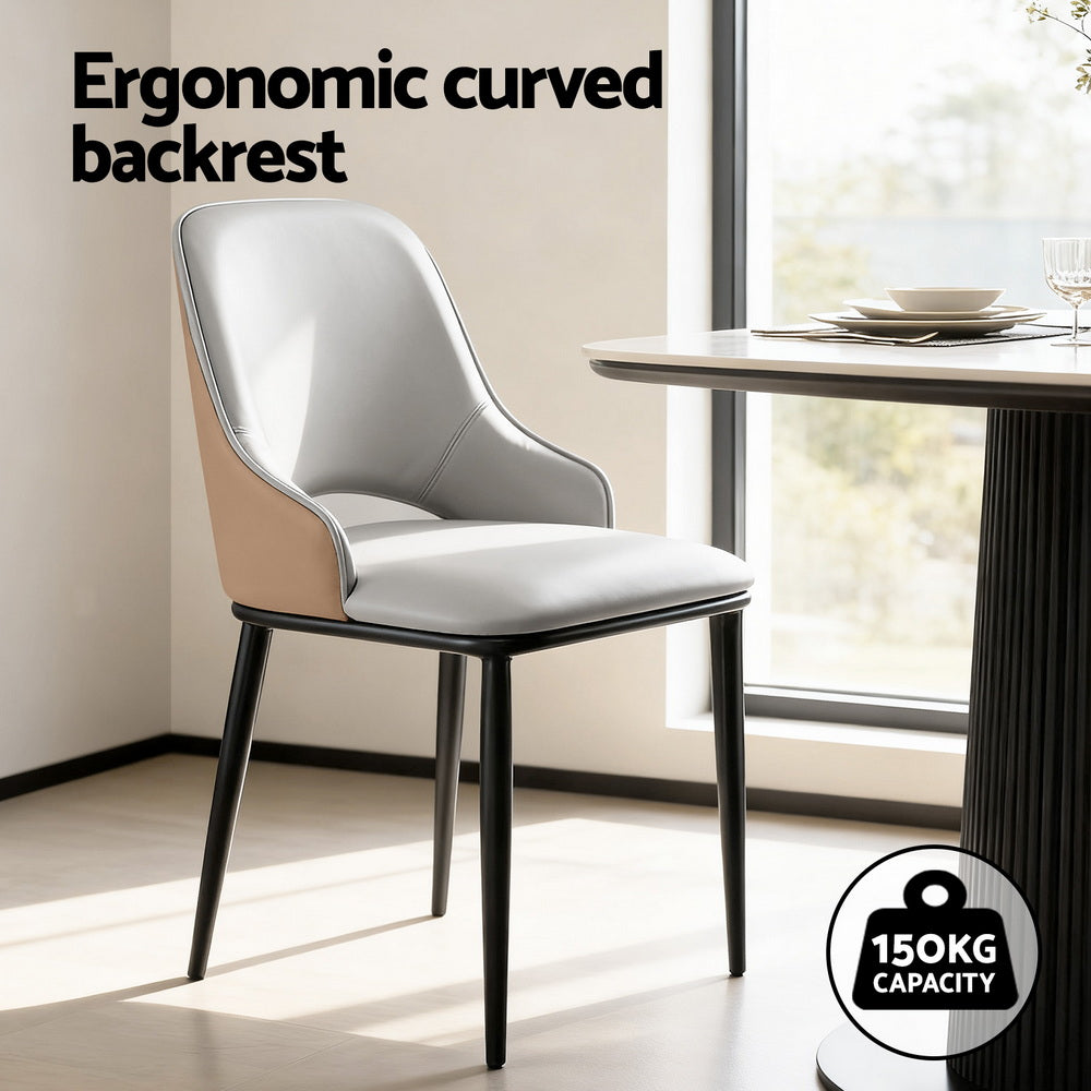 Artiss 1x Dining Chair Hollow PU Leather Kitchen Lounge Cafe Accent Chairs Grey