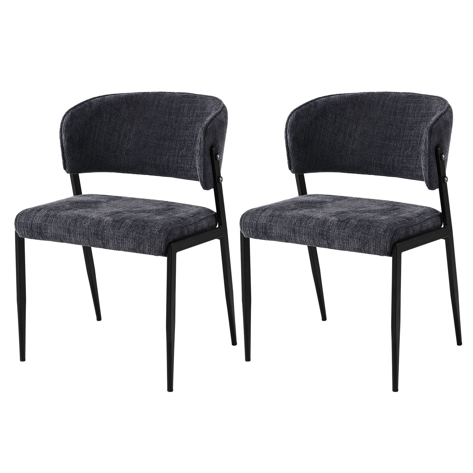 Artiss Dining Chairs Set of 2 Linen Fabric Soft Upholstered Chairs Charcoal