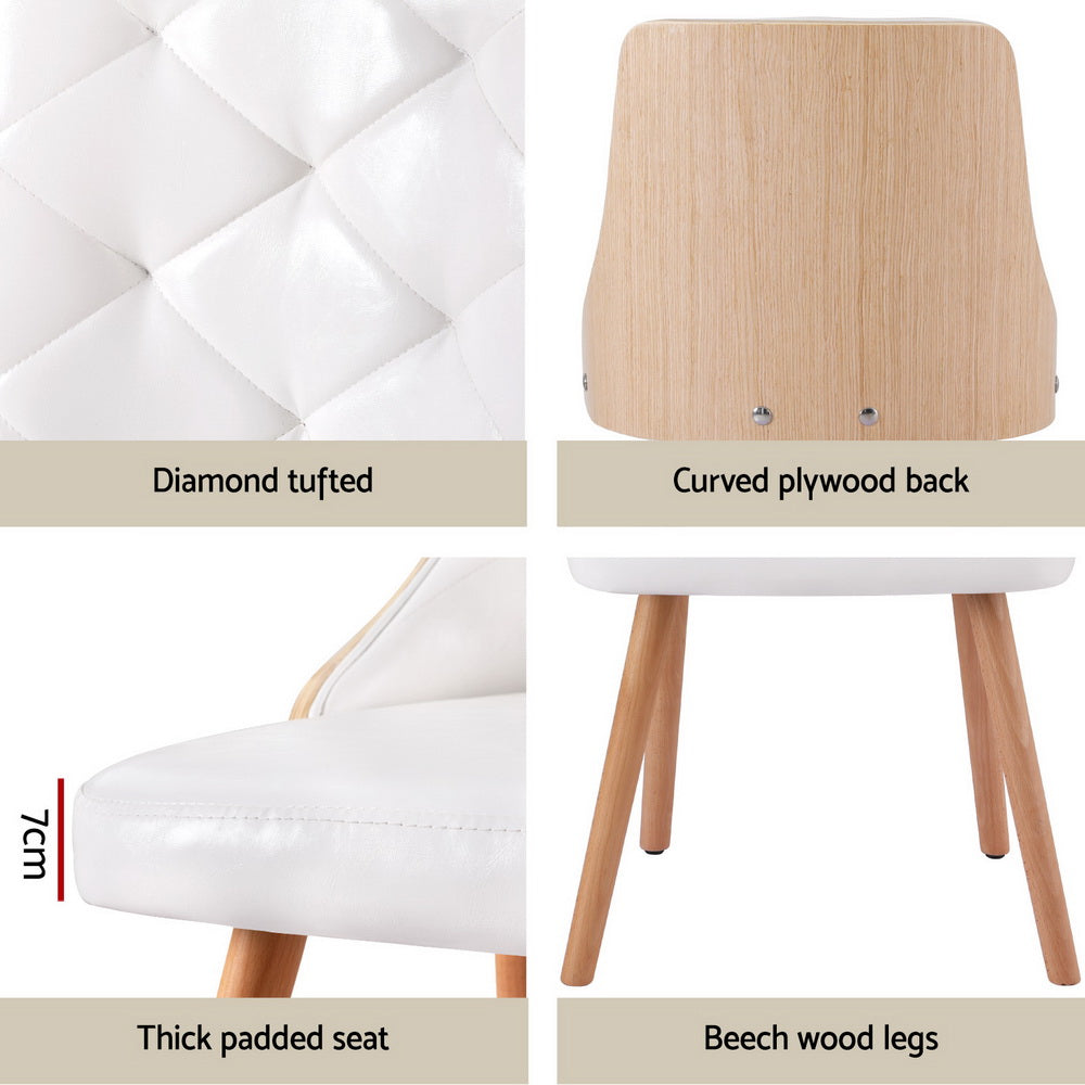 1 Set of 4 Artiss Dining Chairs White PU