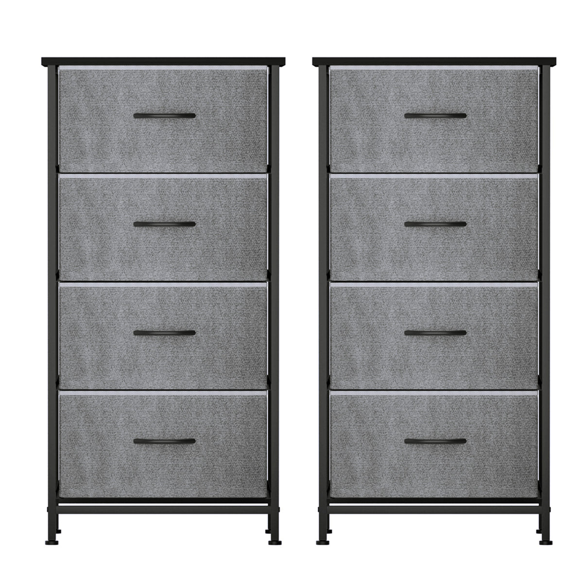 Artiss Set of 2 Chest of 4 Drawers Storage Dresser Tallboy Grey
