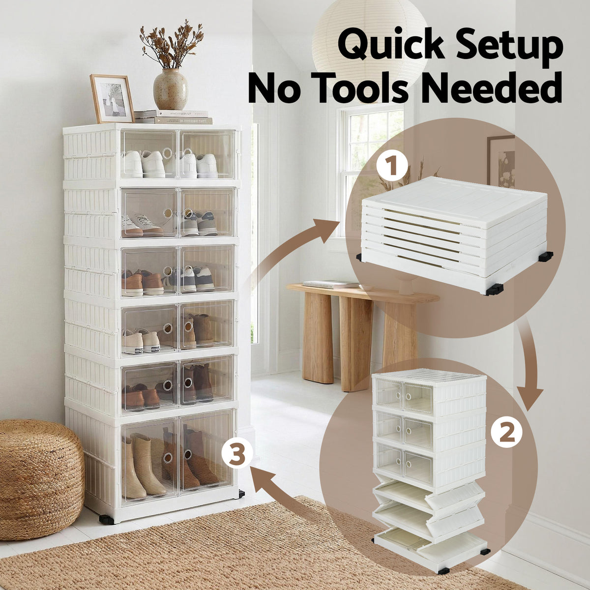 Artiss Foldable Shoe Storage Box 6 Tier 12 Pairs Entryway