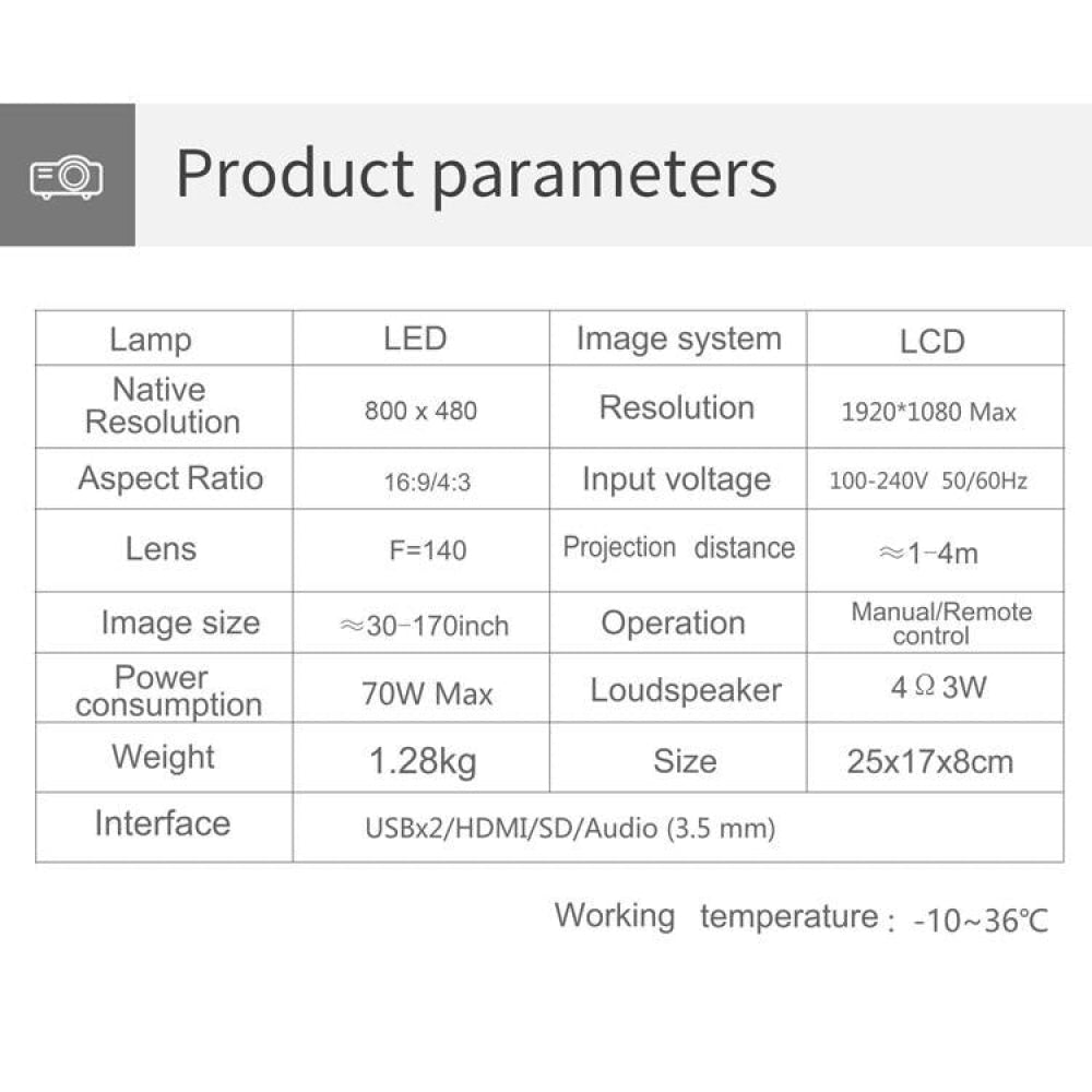 Smart Projector With 100 Ansi Lumens 800X400 Resolution Hdmi / Sd / Usb / Audio Support-1915198236675674121