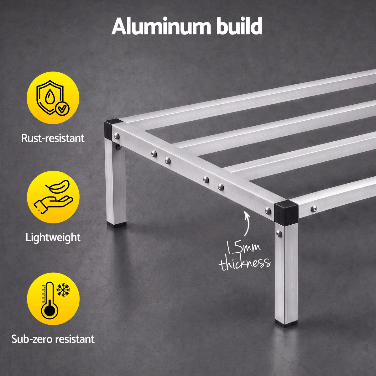 Giantz 122x51cm Aluminum Dunnage Rack Heavy Duty Kitchen Storage Platform