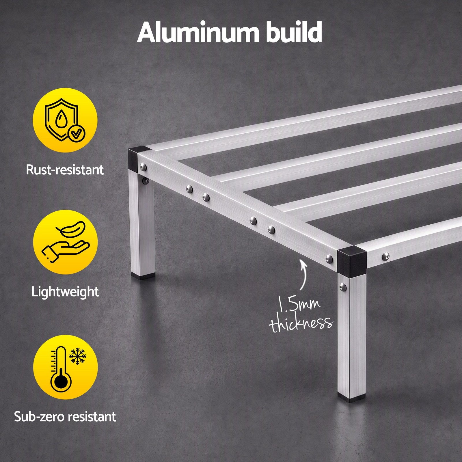 Giantz 122x51cm Aluminum Dunnage Rack Heavy Duty Kitchen Storage Platform
