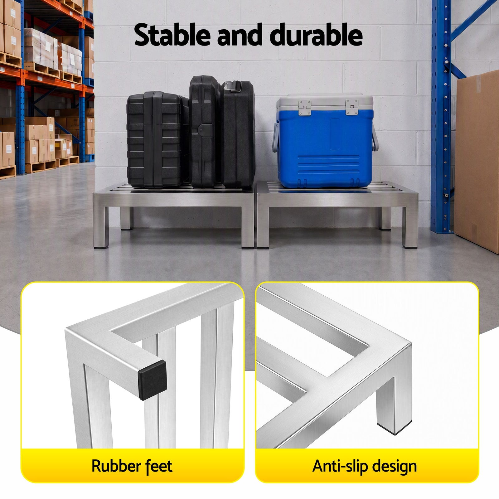 Giantz 35x35cm Dunnage Rack 2-Pack Stainless Steel Kitchen Floor Stand