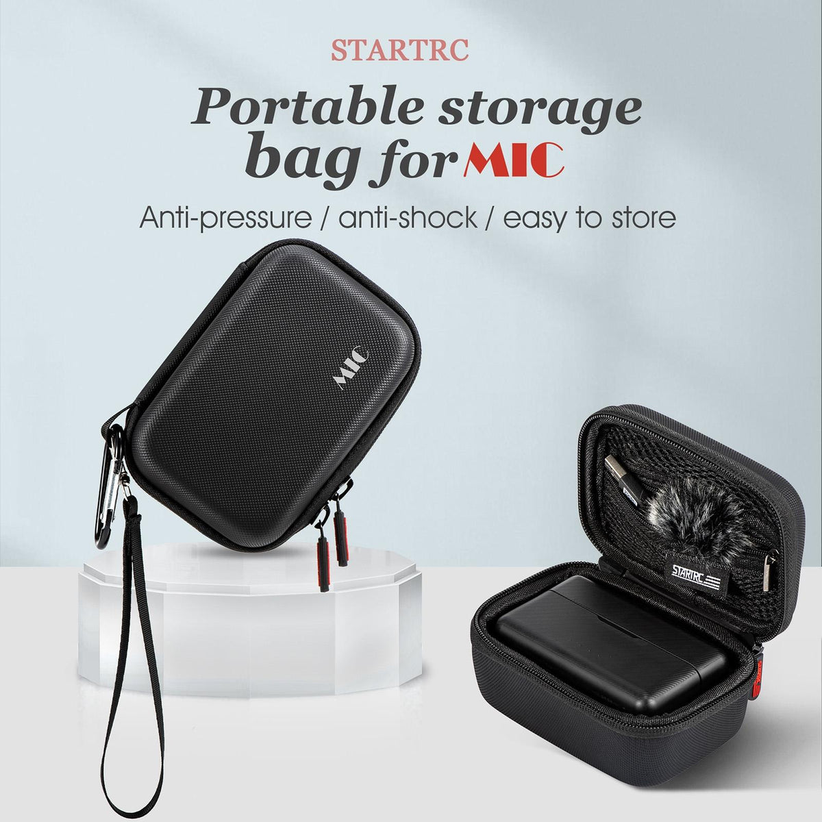 Diamond Texture Leather Storage Bag For Dji Mic - Pu Material-1915196802802520065
