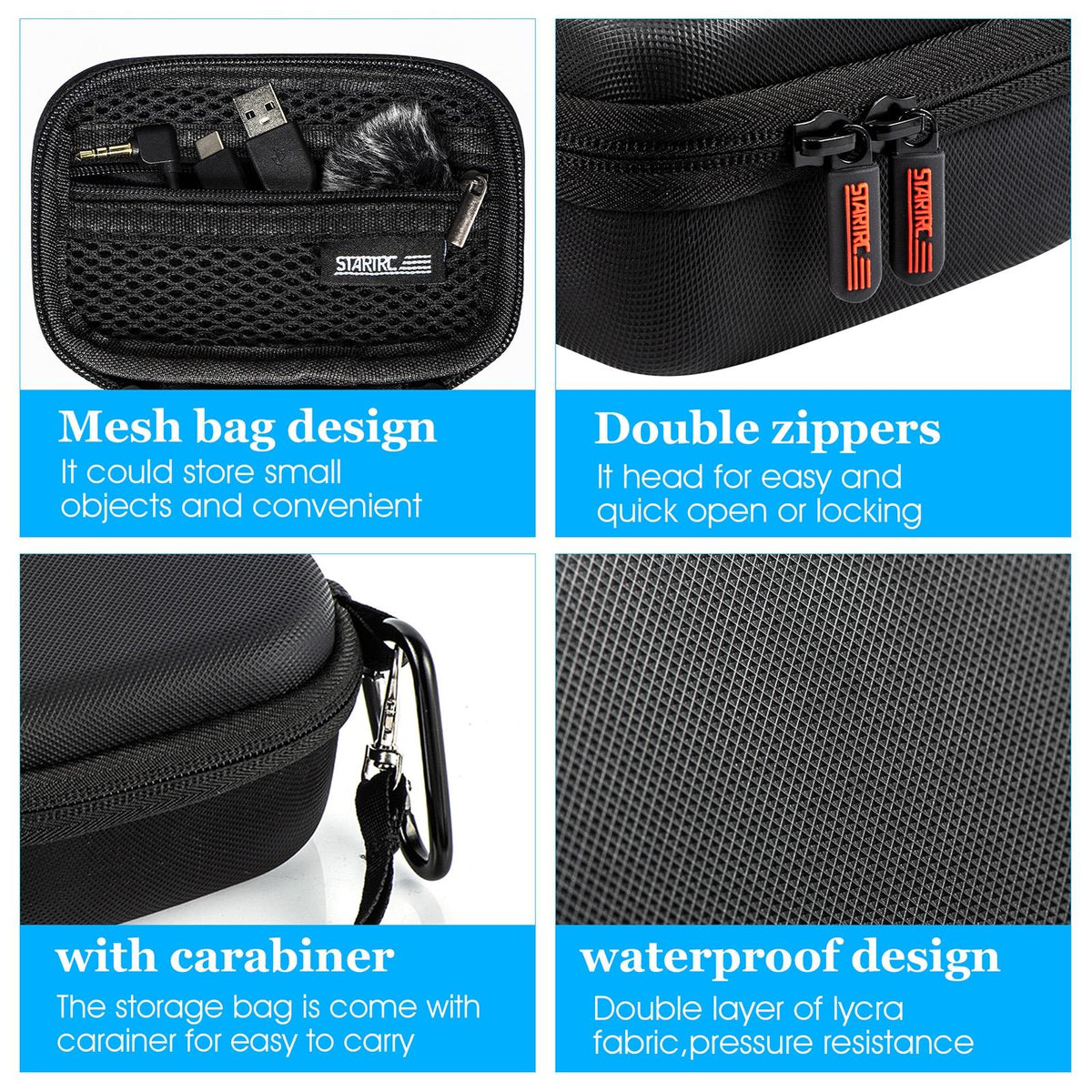 Diamond Texture Leather Storage Bag For Dji Mic - Pu Material-1915196802802520068