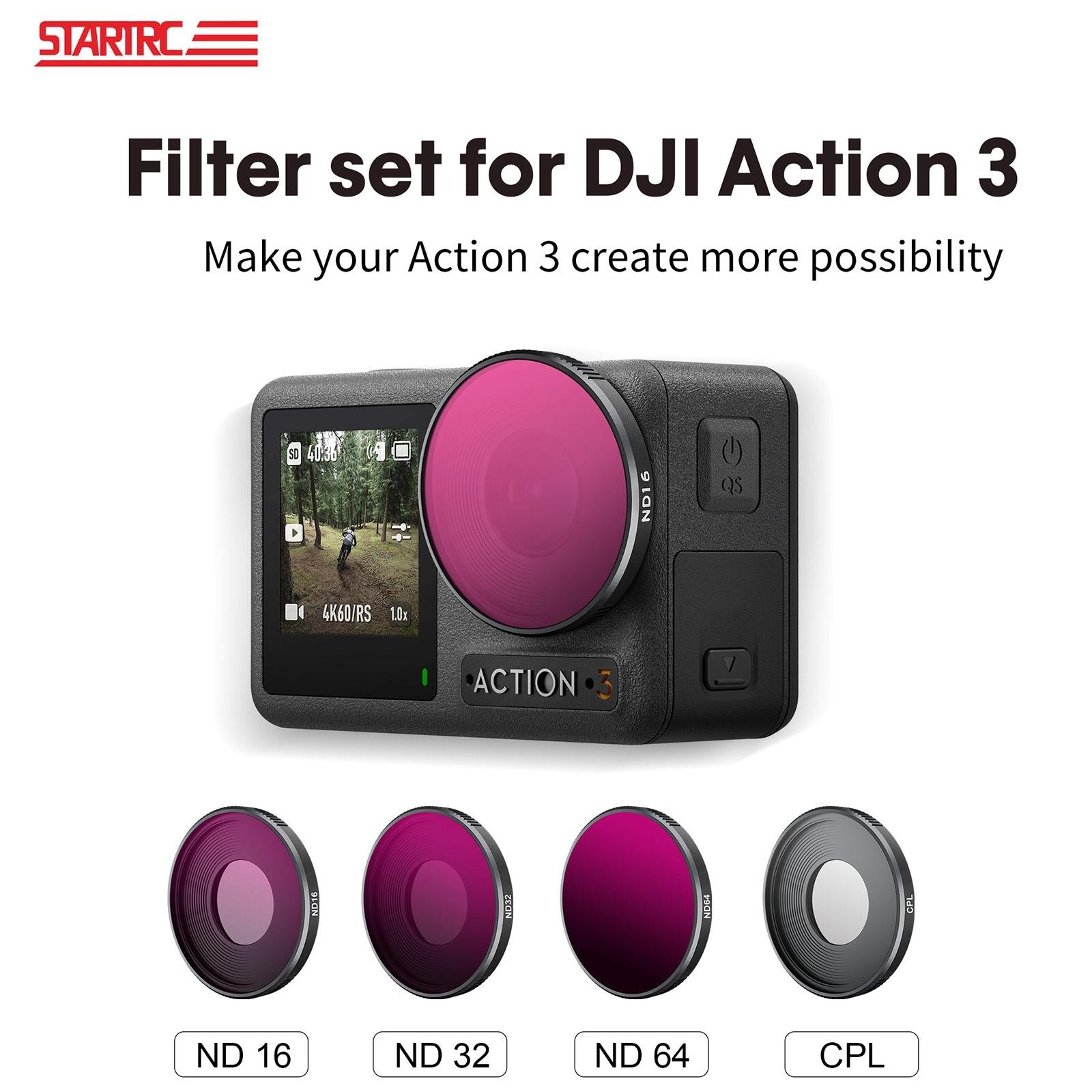 4-In-1 Lens Filter For Dji Action 3 Nd16 Nd32 Nd64 Cpl-1915197720746921985