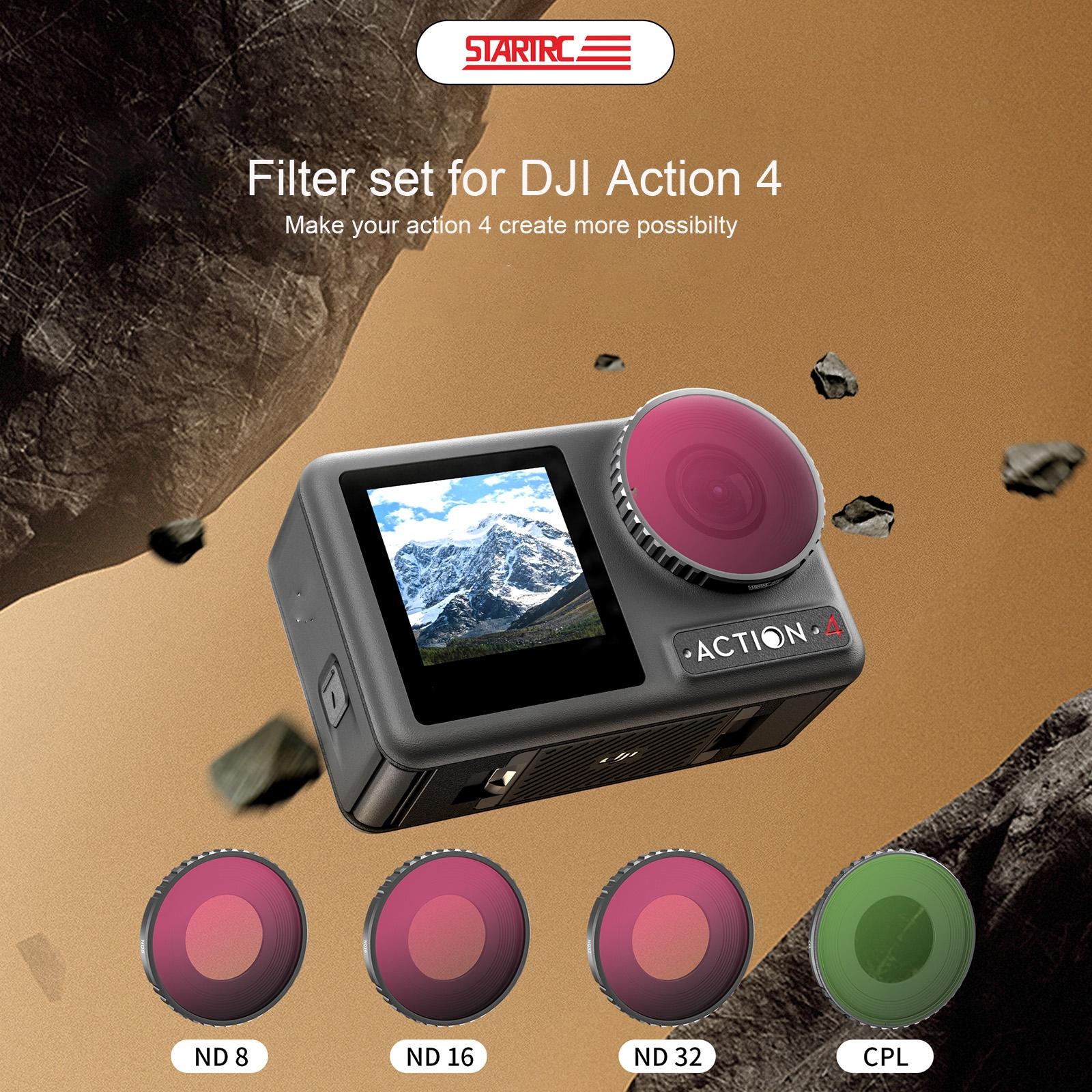 4-In-1 Lens Filter Set For Dji Action 4 - Nd8 Nd16 Nd32 Cpl-1915198417555034113
