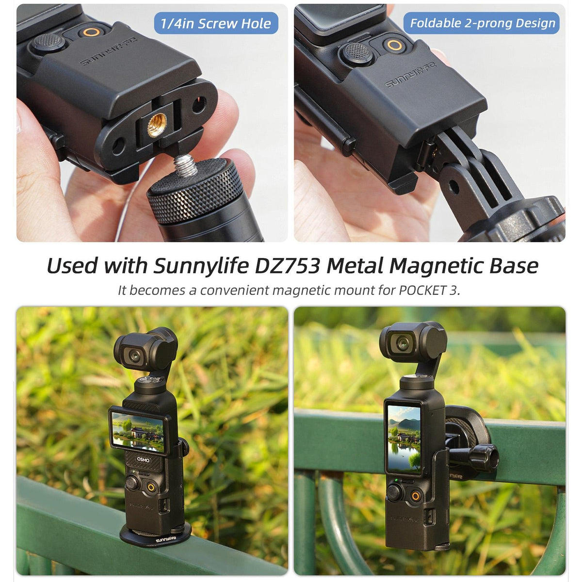 Foldable Dual Hooks Adapter For Dji Pocket 3 - Protective Case Bracket-1915196487210504195