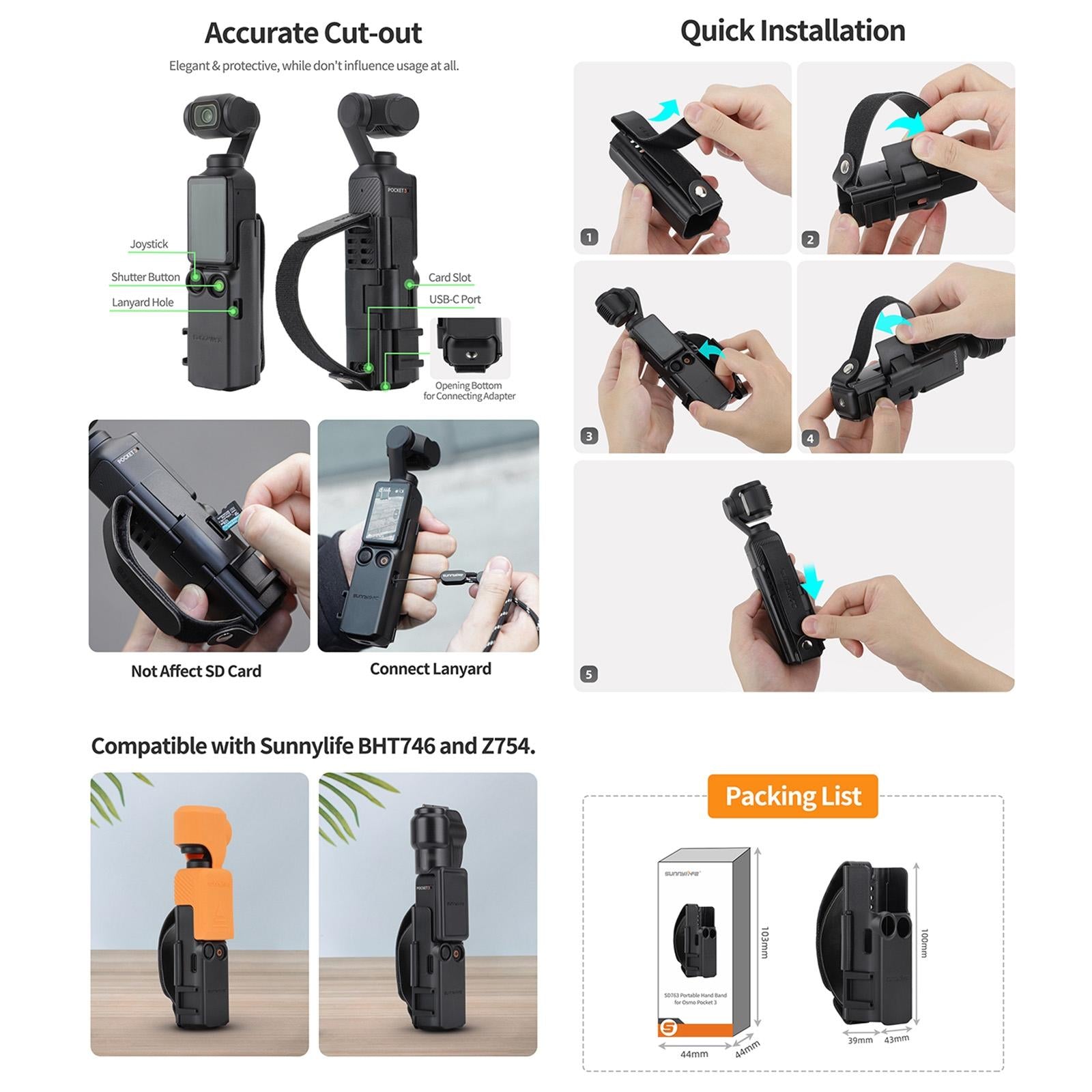 Protective Hand Band For Dji Pocket 3 With Cold Shoe Extension And Handle Cover-1915196800243994630
