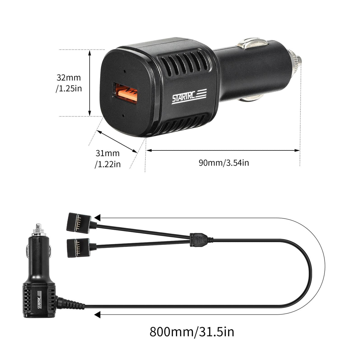 2-In-1 Car Charger For Dji Mavic Mini / 3 Pro With Battery And Remote Control-1964932173534466050