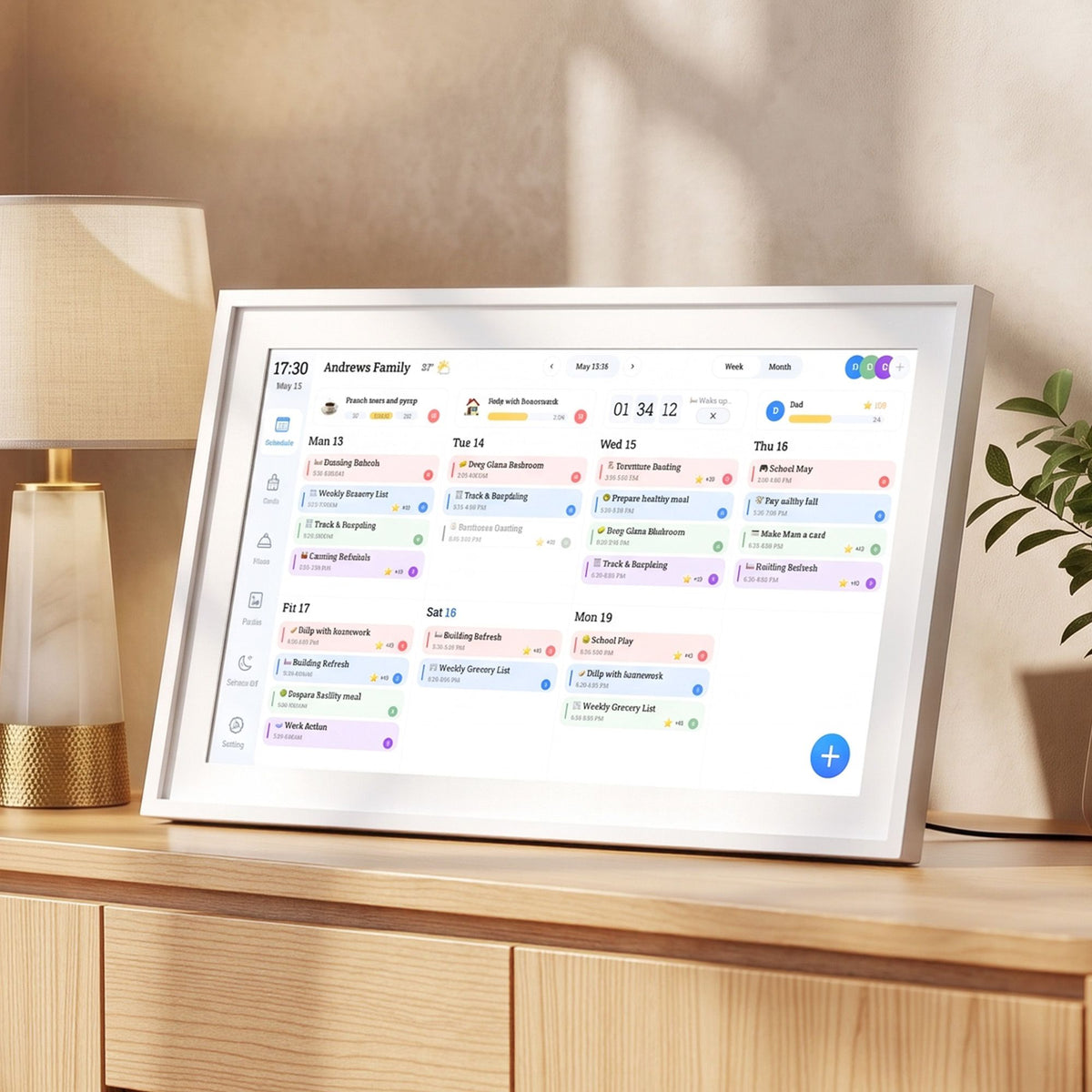 Artiss 15.6" Digital Calendar Planner Smart Photo Frame Family Chore Chart &amp; Sync