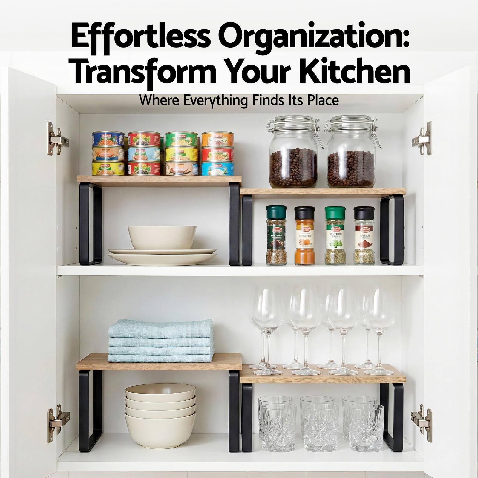 Cefito Kitchen Storage Shelves Rack Cupboard Cabinet Organiser Set of 2