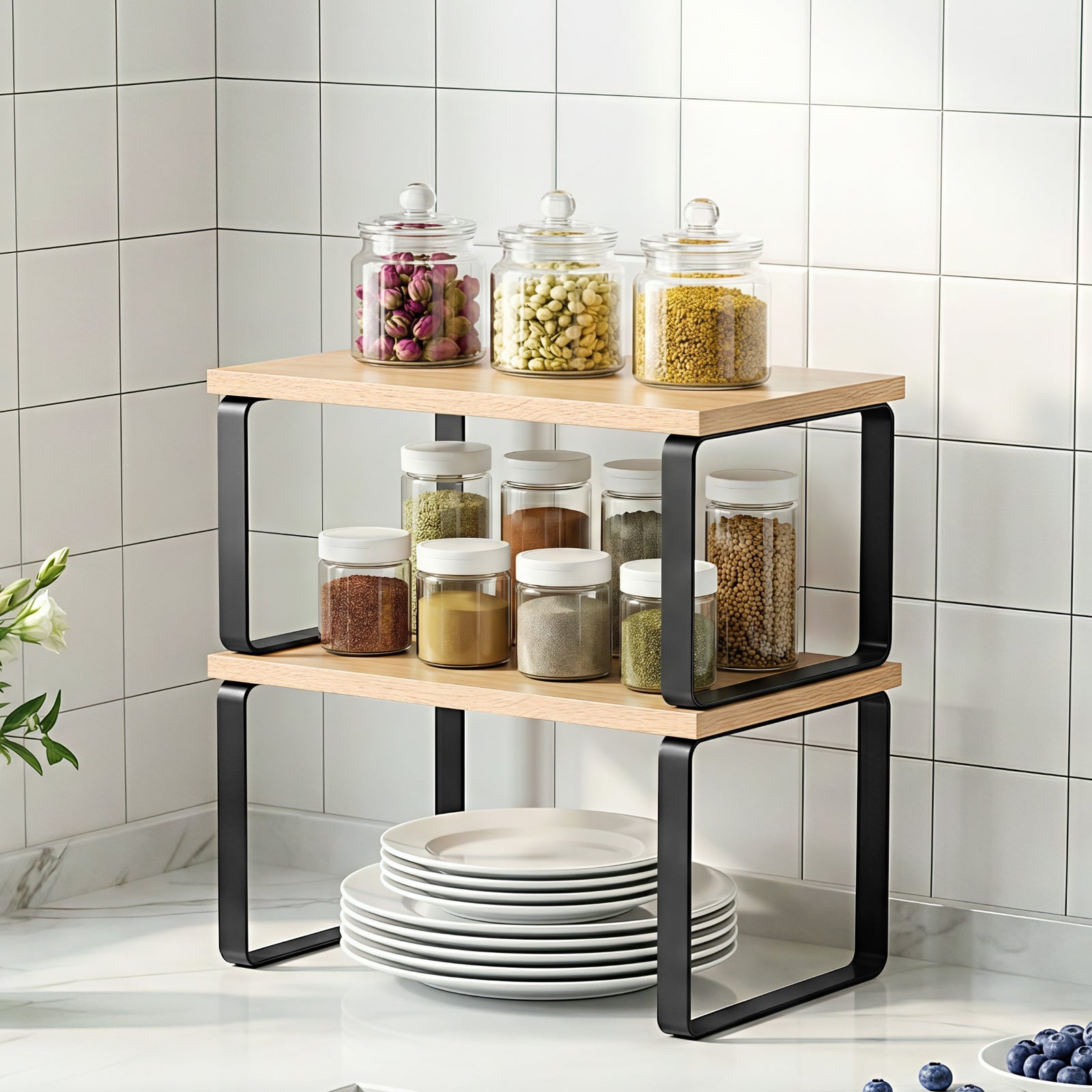 Cefito Kitchen Storage Shelves Rack Cupboard Cabinet Organiser Set of 2