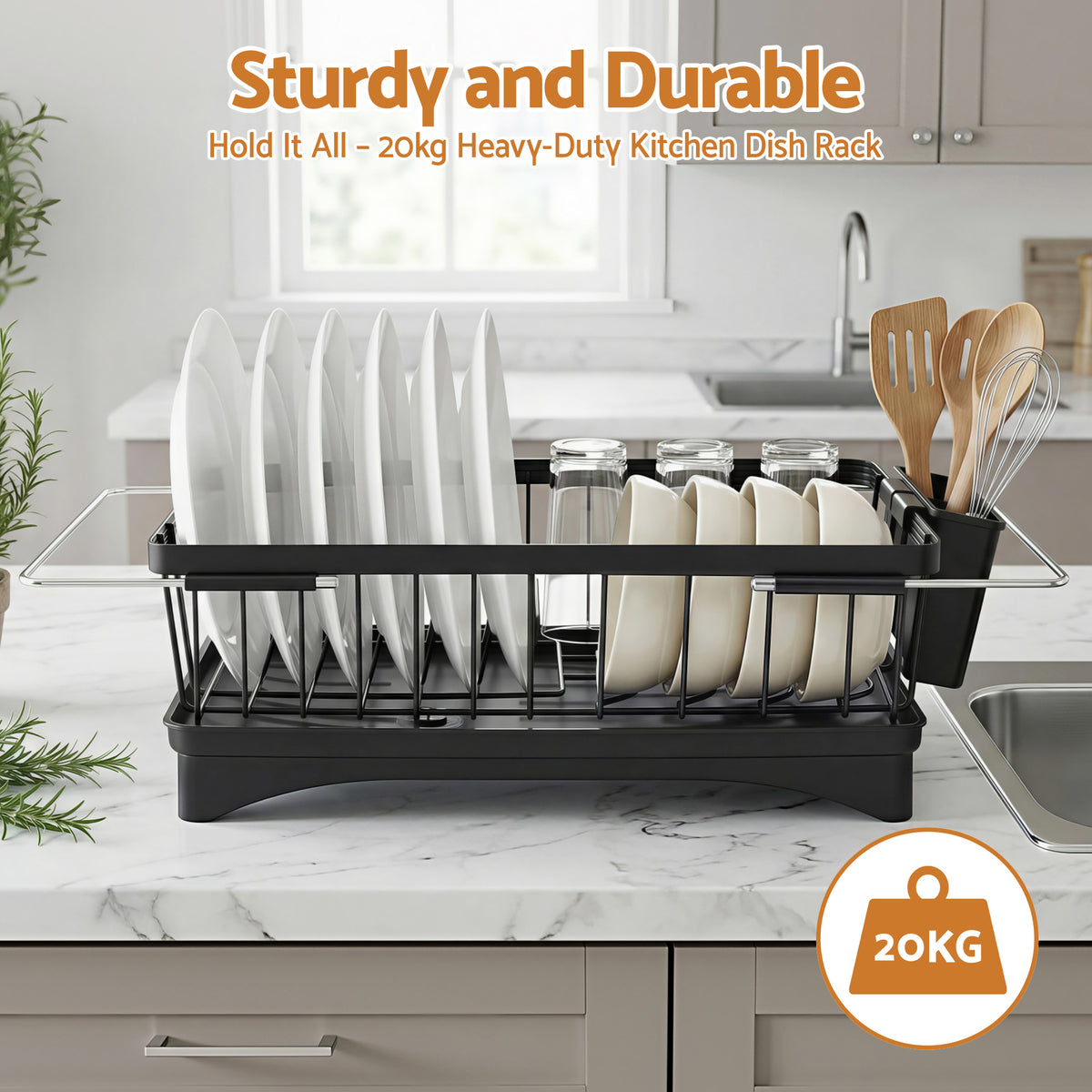 Cefito Dish Drying Rack for Kitchen Storage Organisation Kitchen Sink Organiser Dish Drainer