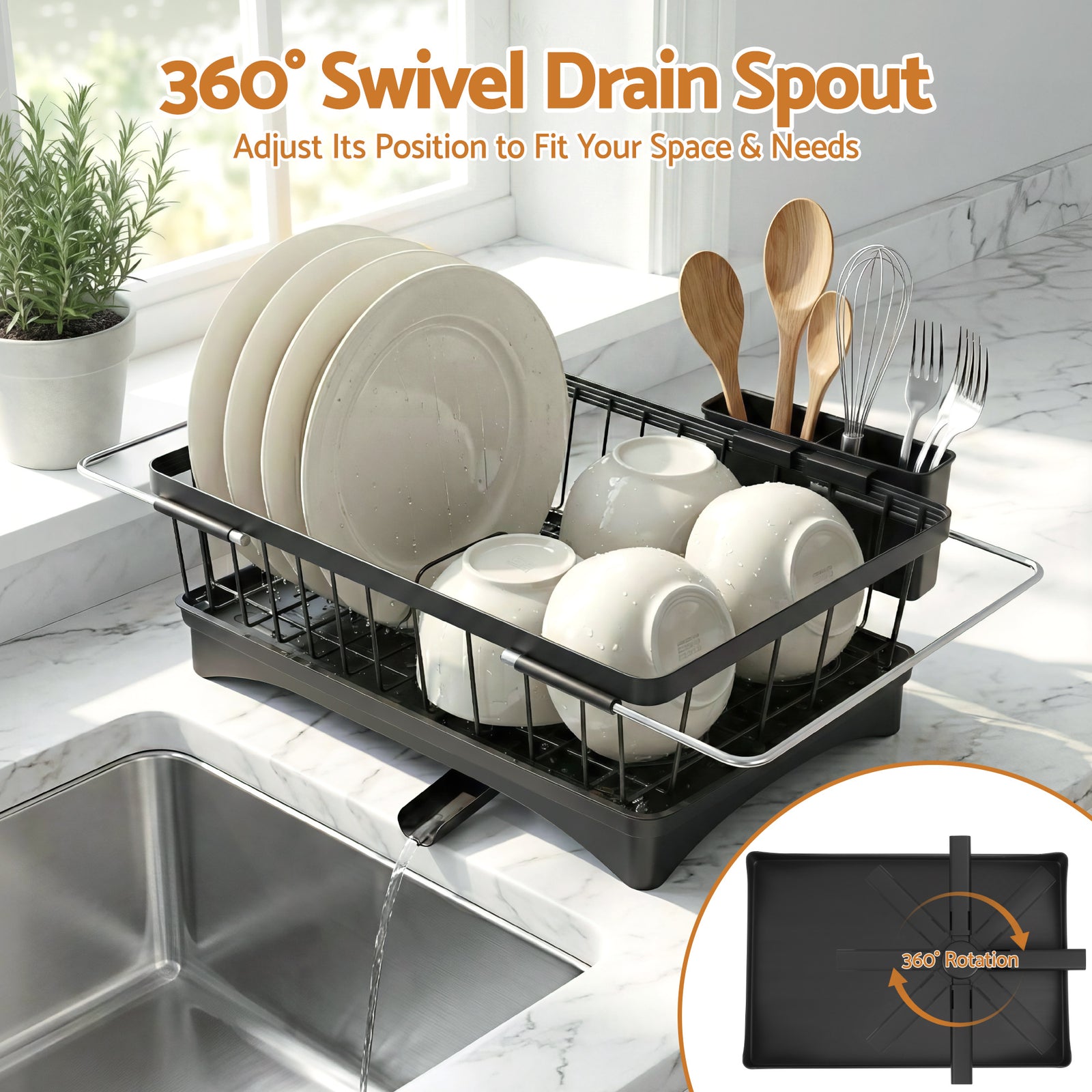 Cefito Dish Drying Rack for Kitchen Storage Organisation Kitchen Sink Organiser Dish Drainer