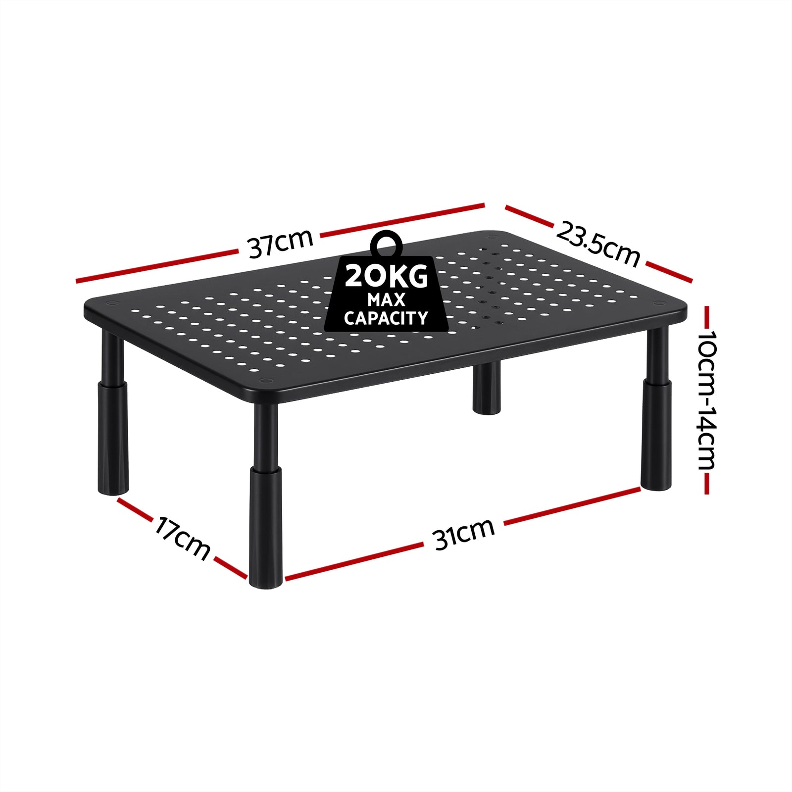 Artiss Monitor Stand Adjustable Riser For Computer Monitor And Laptop 3 Height Desk Organizer Black