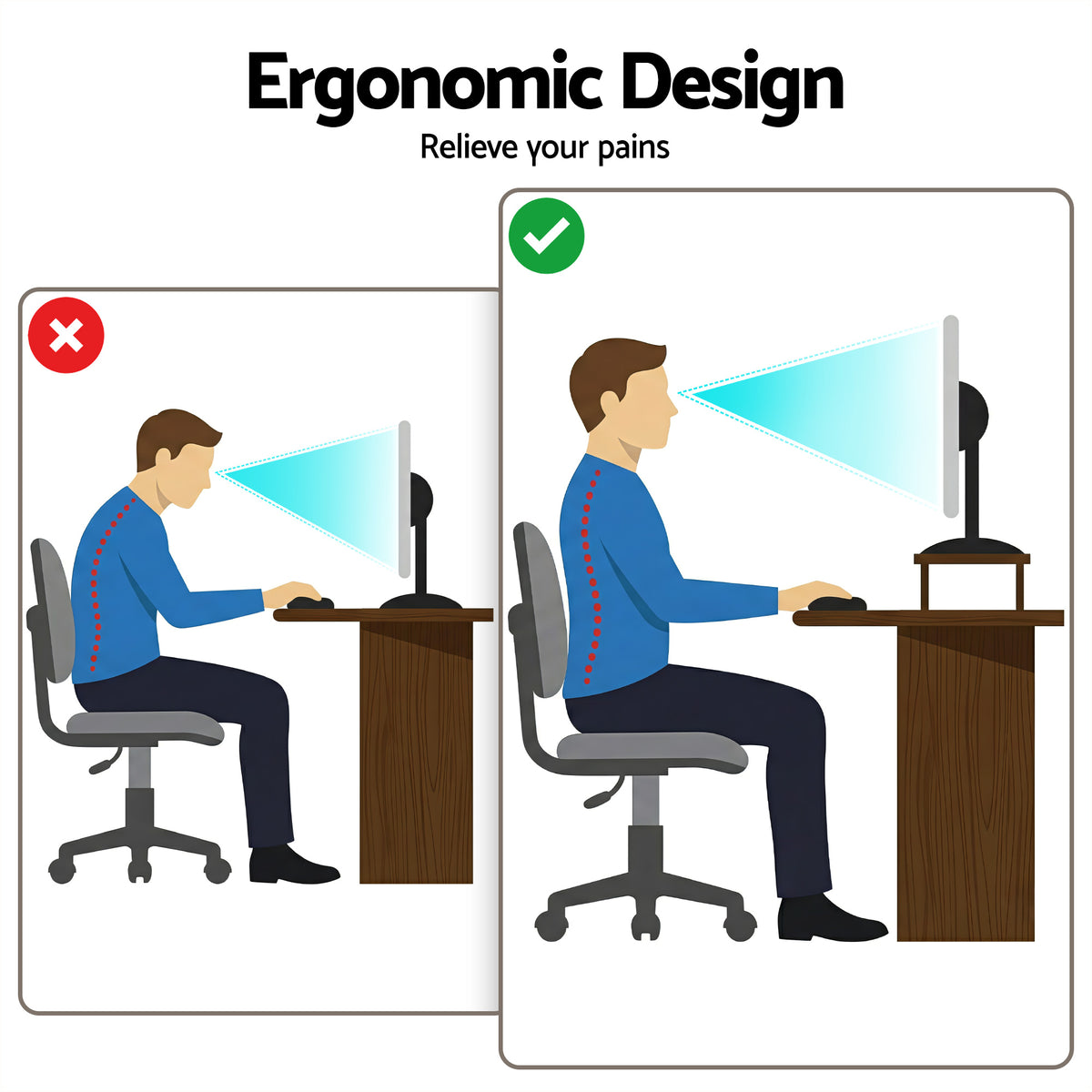 Artiss RGB Monitor Stand with USB Hub Desk Organiser Charging Stand Computer Stand Black