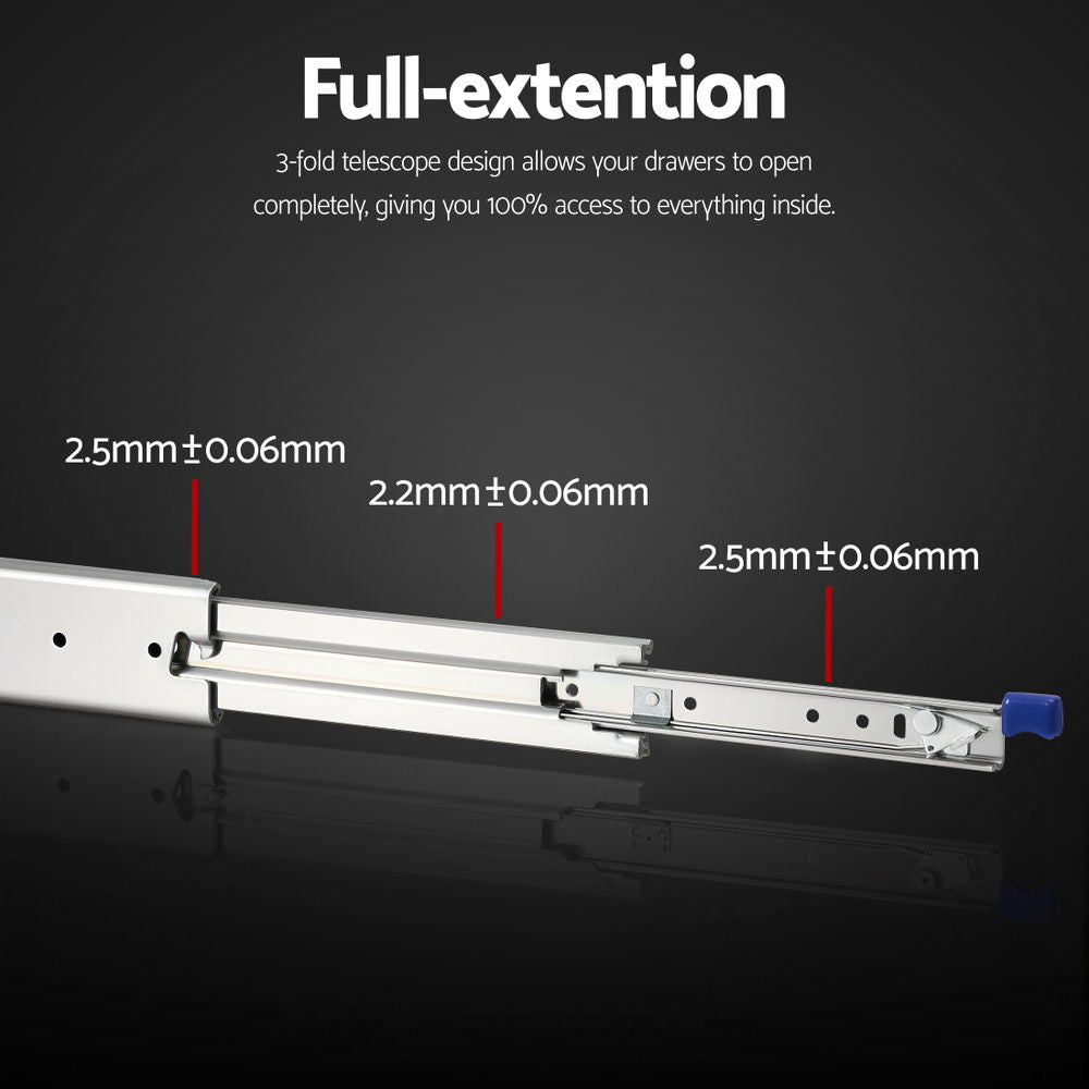 Giantz 2x Drawer Slides Full Extension Locking 227kg 914-1829mm Length