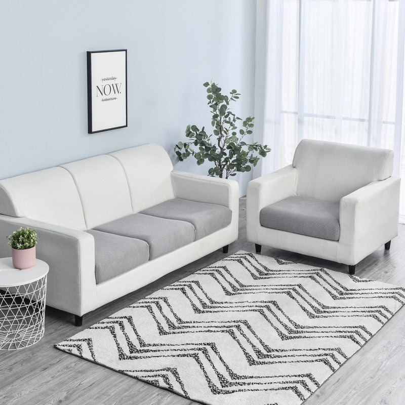 Anyhouz Sofa Cover Gray Polyester Thick Stretchable Cushion For Living Room 1Pc Normal Size145-185cm