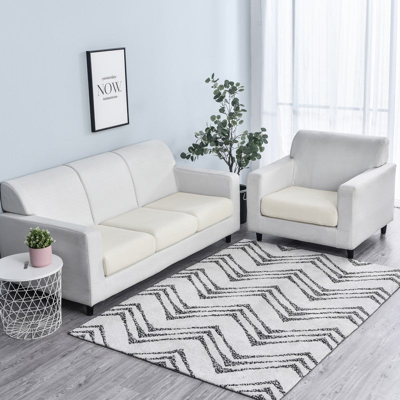 Anyhouz Sofa Cover White Polyester Thick Stretchable Cushion For Living Room 1Pc Enlarge Size 160-185cmx85-105cm
