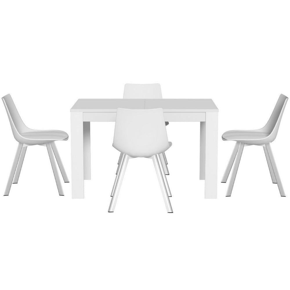 1 Artiss Dining Table and 4 Chairs Set Rectangle White