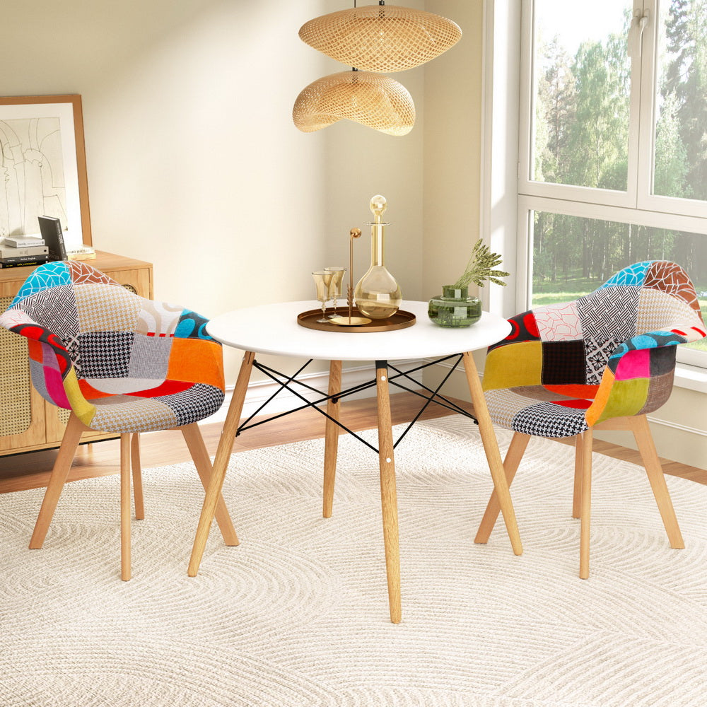 1 Artiss Dining Table and 2 Chairs Set DSW 90cm