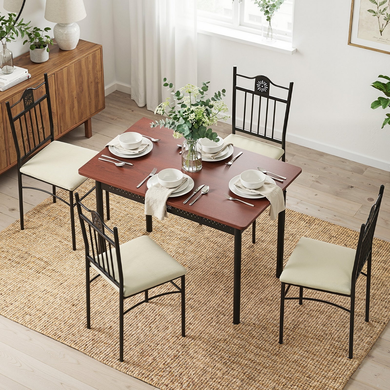Artiss Dining Table and Chairs Set of 5 Compact Kitchen Furniture Upholstered