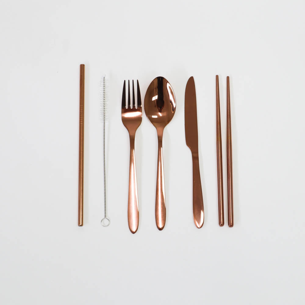 9 Pce S/S Traveller'S Cutlery Set -Rose Gold-1973194171518947328