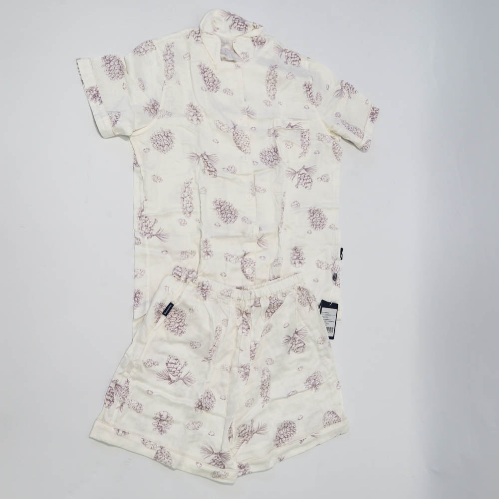 Domia Kids Bamboo Fiber Cotton Short Sleeve Pajama Set Pinecone Space 100-1973194164426379264