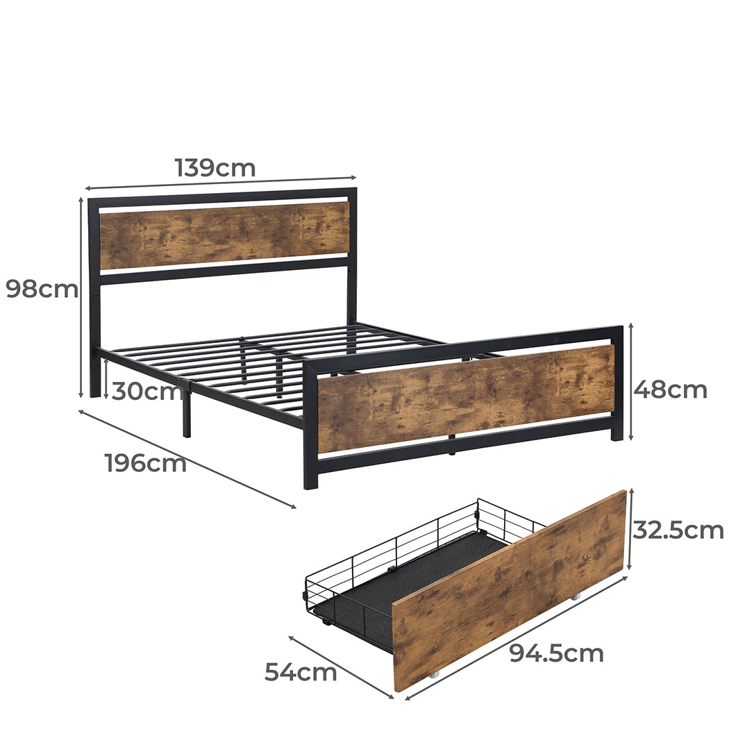 Levede Industrial Bed Frame Double Mattress-1954802935523315713