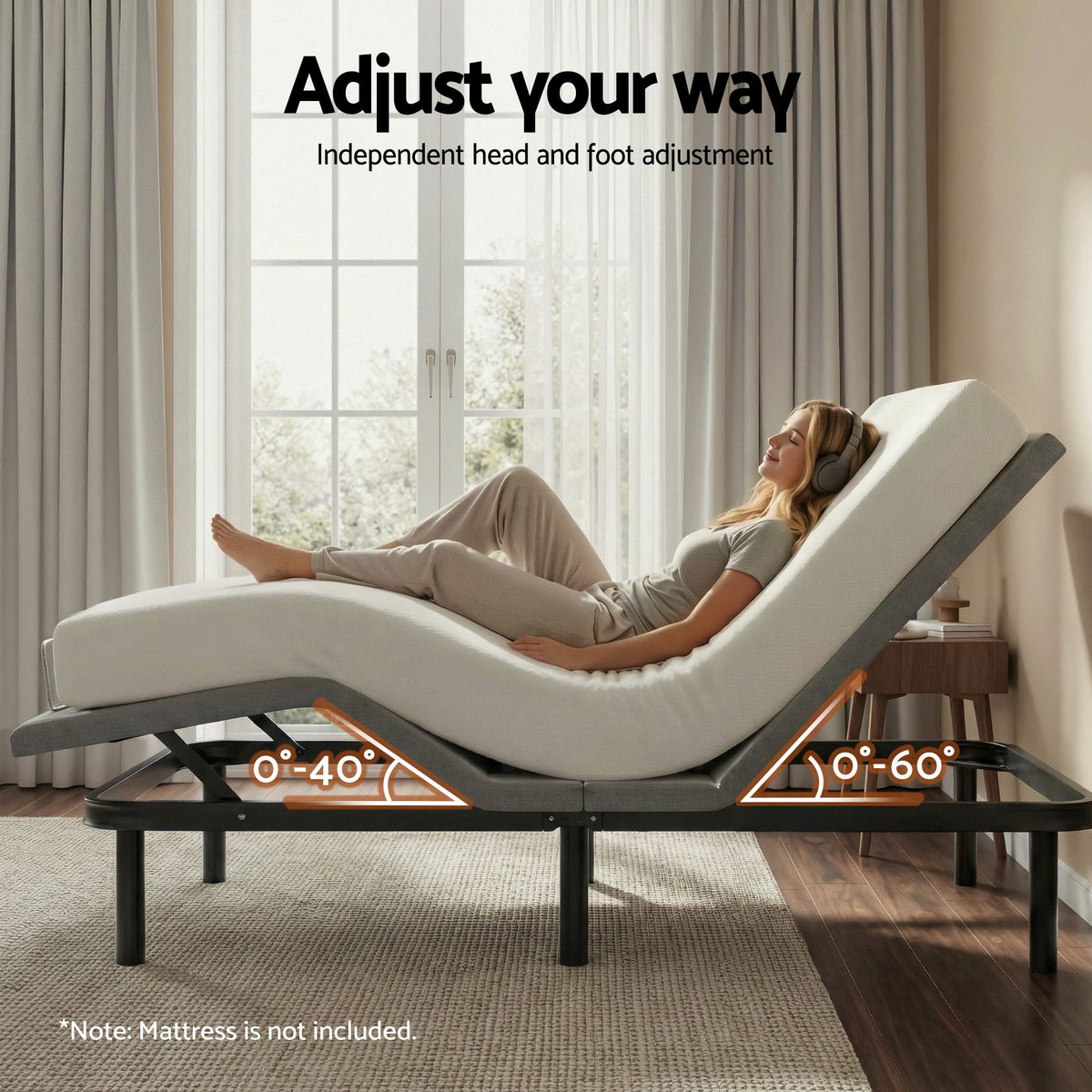 Artiss Adjustable Bed Frame King Size Electric Bed Base Wireless Remote Control Zero Gravity Power Bed Foundation