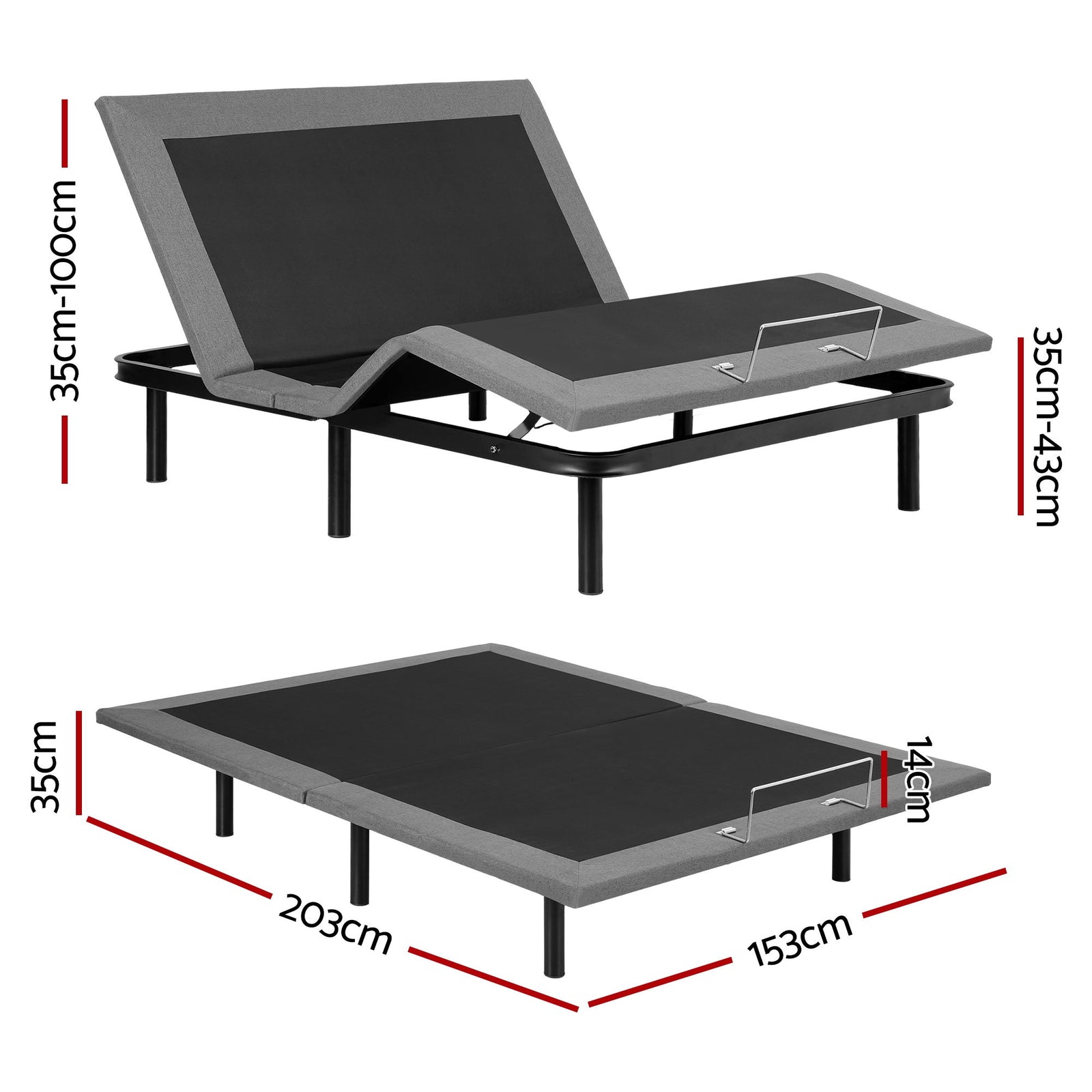 Artiss Adjustable Bed Frame Queen Size Electric Bed Base Wireless Remote Control Zero Gravity Power Bed Foundation