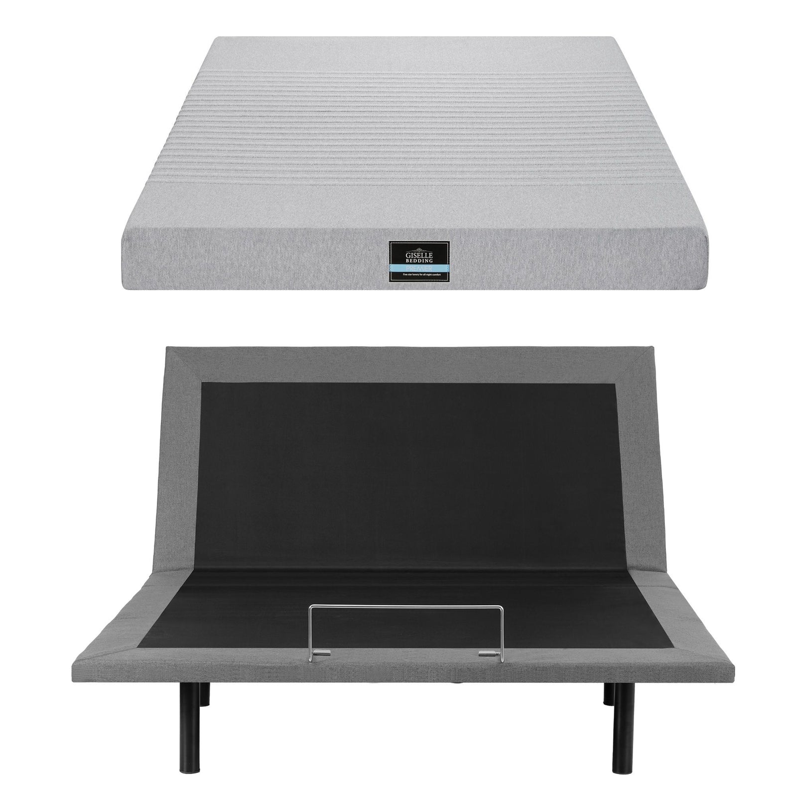Artiss Queen Bed Frame and Giselle Bedding Queen Memory Foam Mattress Set, Electric Bed Base with Zero Gravity & 7 Zone Cooling Comfort for Back Pain Relief, Black & Grey, 15cm Thickness