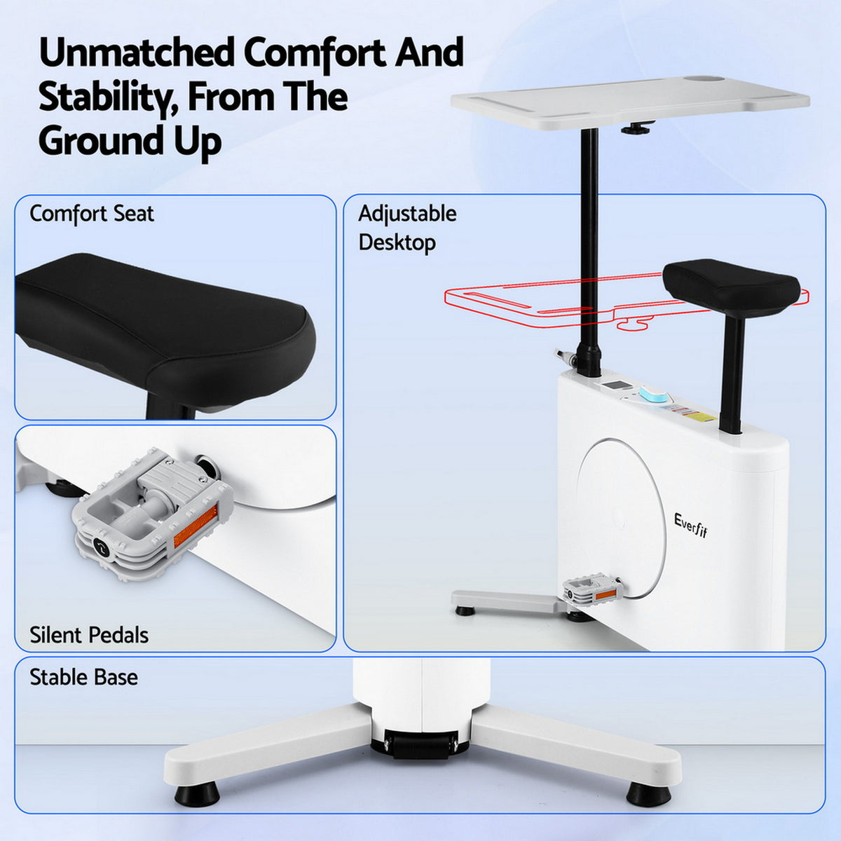 Everfit Exercise Bike Magnetic Desk Bike with Tabletop Fitness Home Workout Gym
